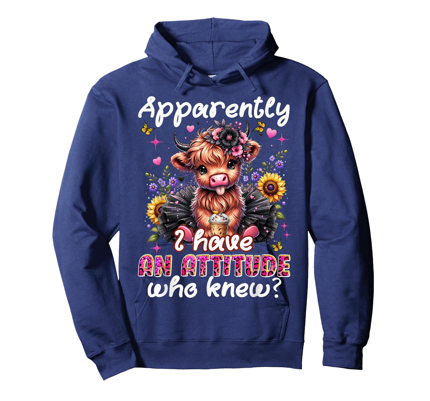Apparently I Have An Attitude Funny Sarcastic Highland Cow T-Shirt