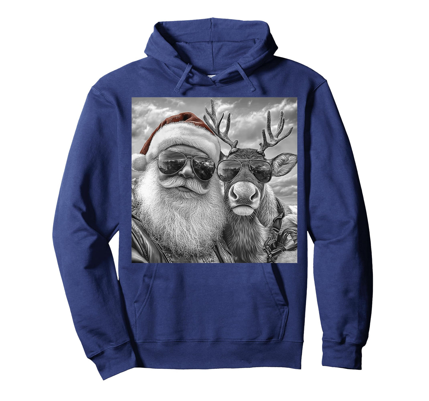 Funny Santa Claus Reindeer Selfie, Cool Retro Christmas T-Shirt
