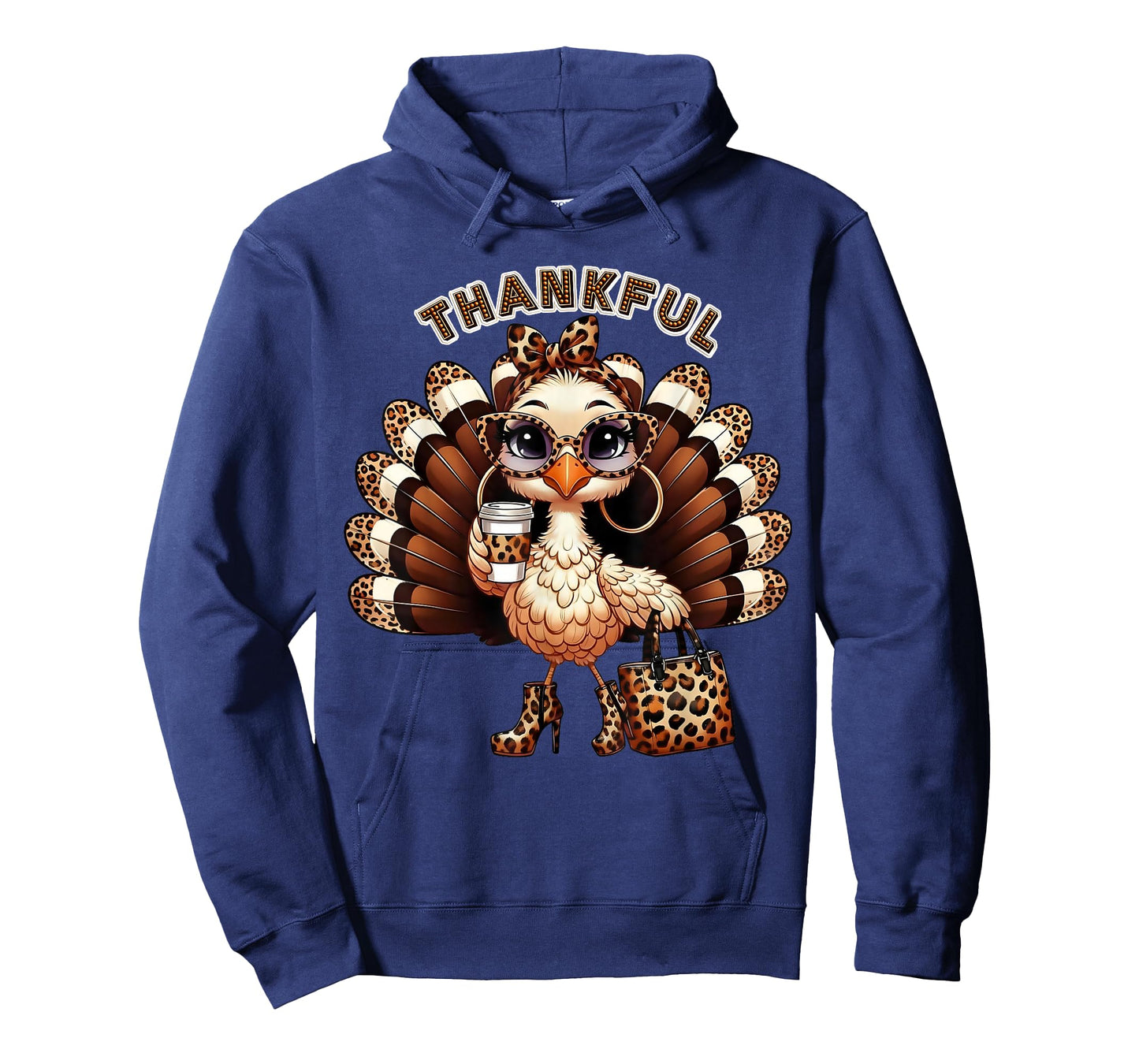Leopard Thankful Chic Turkey Bougie Glam Thanksgiving T-Shirt