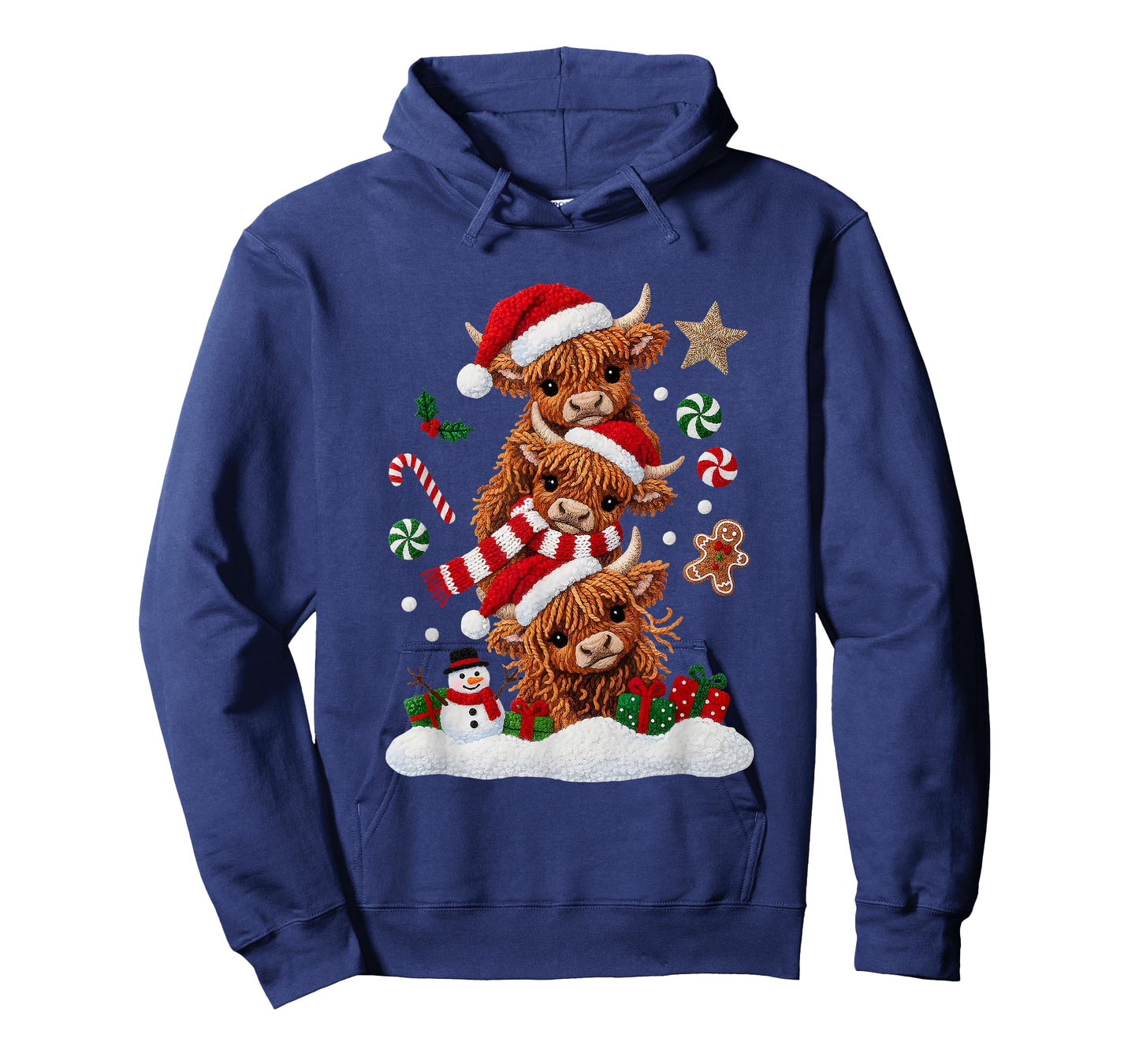 Cute Merry Christmas Highland Cow Christmas Santa Xmas T-Shirt