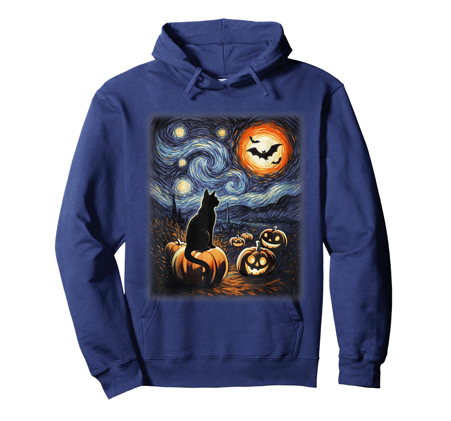 Halloween Black Cat Van Gogh Starry Night Lovers Cats T-Shirt