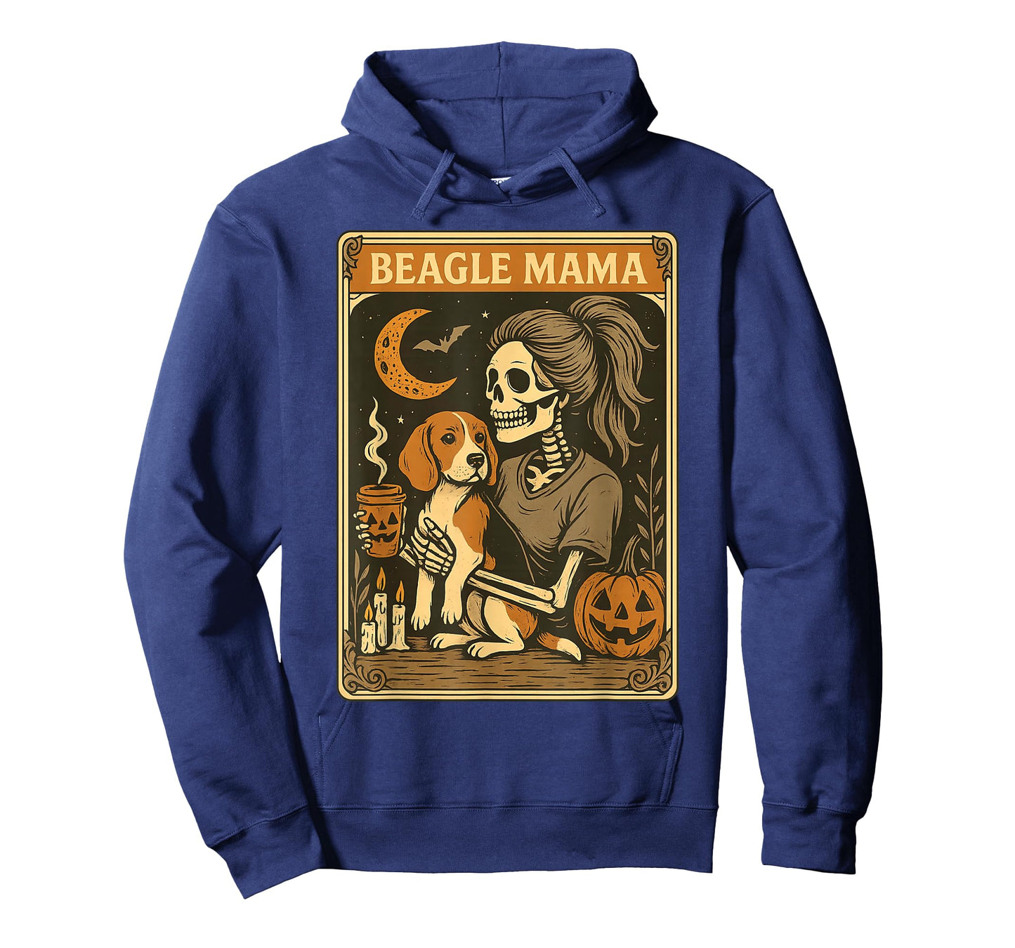 Beagle Mama Tarot Card Skeleton Dog Pumpkin Spooky Halloween T-Shirt