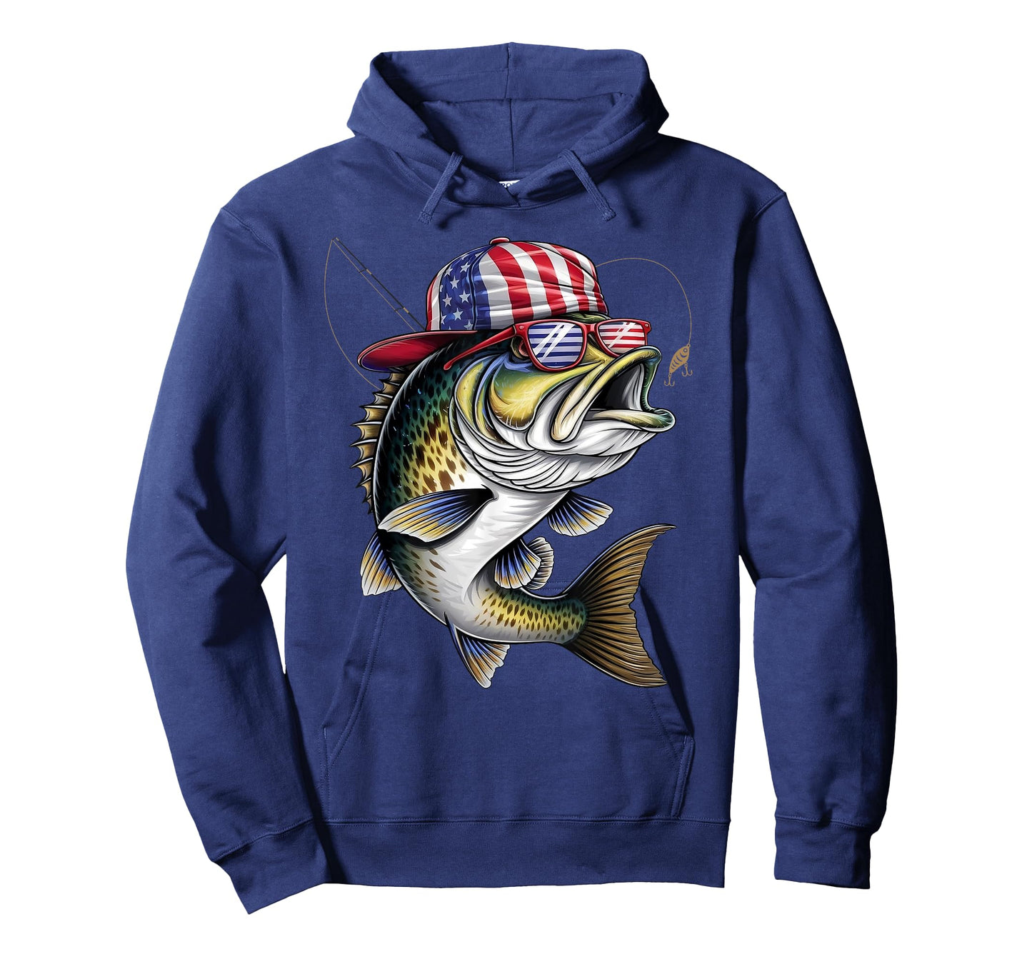 Funny Patriotic Fishing Bass Fish American Flag Fisherman T-Shirt