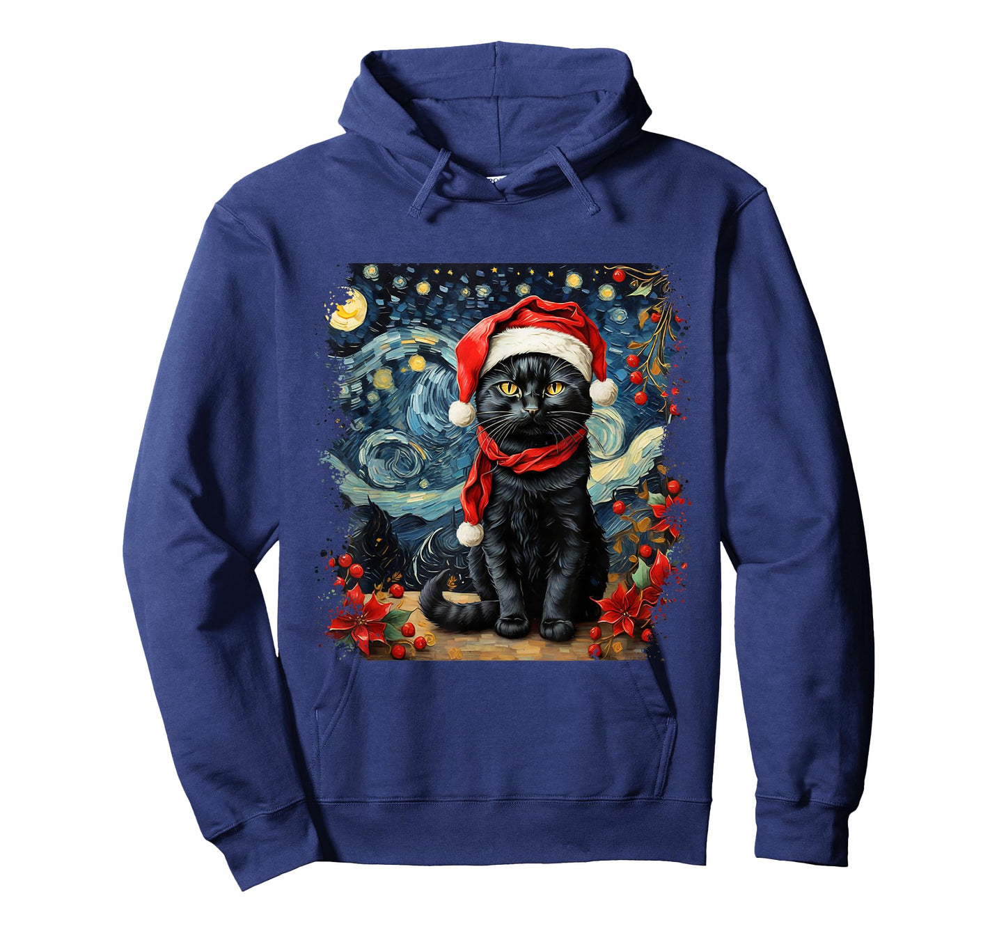 Van Gogh Starry Night Cat Funny Cat Christmas T-Shirt