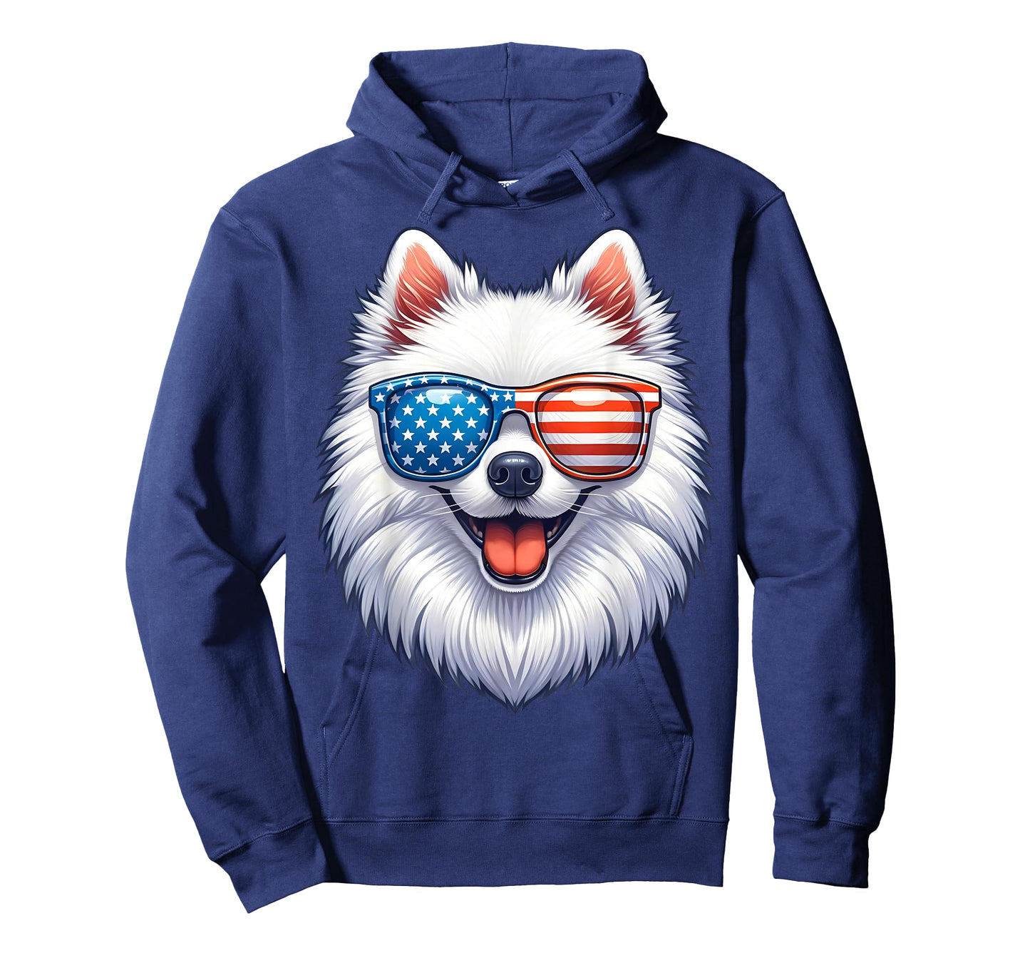 American Eskimo Dog USA Flag Funny Patriotic T-Shirt
