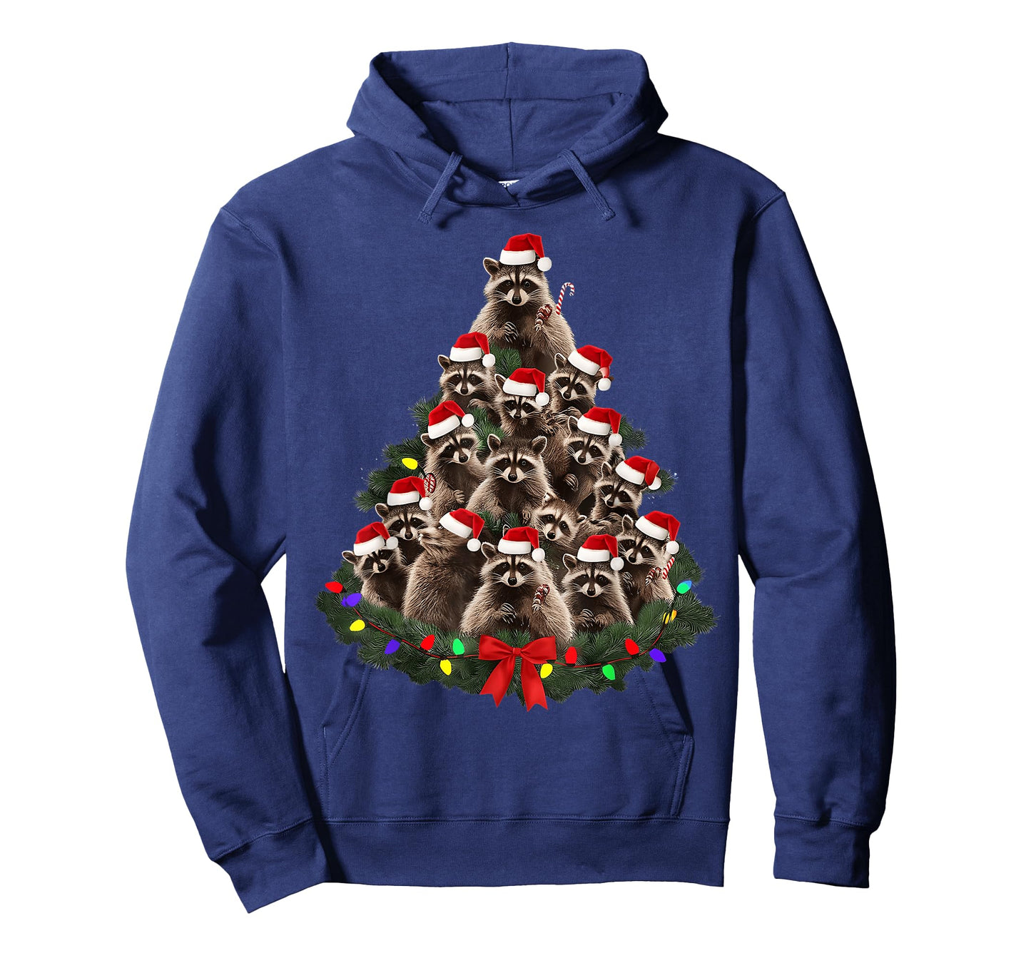 Raccoon Christmas Tree Lights Pajama Racoon Lover Xmas T-Shirt
