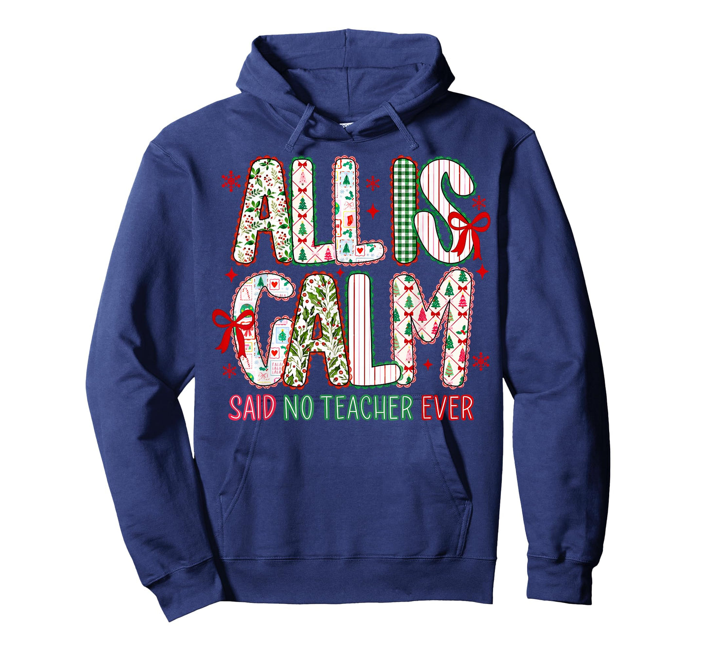 All is Calm Said No Teacher Ever Coquette Bow Christmas T-Shirt