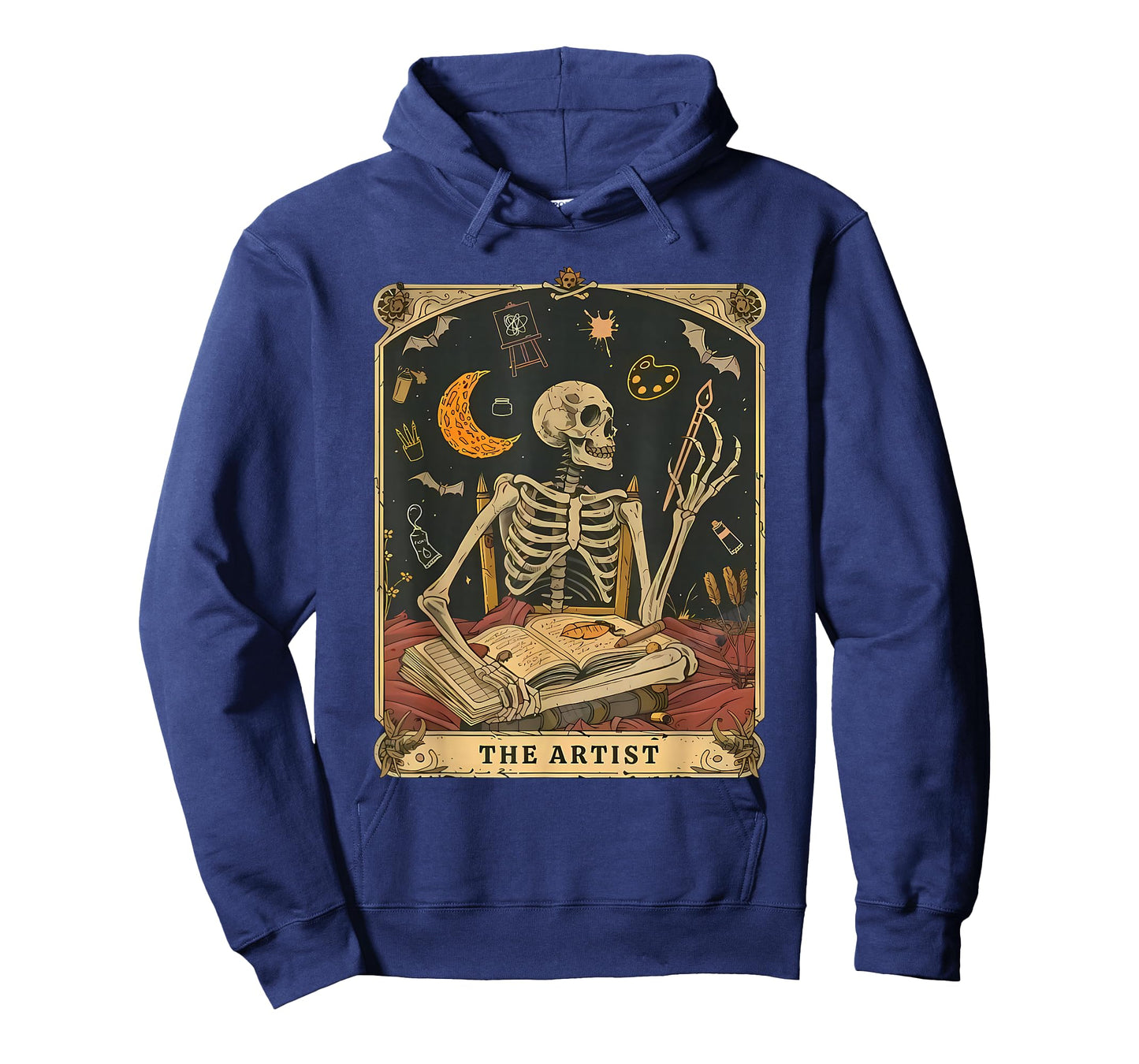 Funny Skeleton The Artist Tarot Card, Halloween Art Teacher T-Shirt