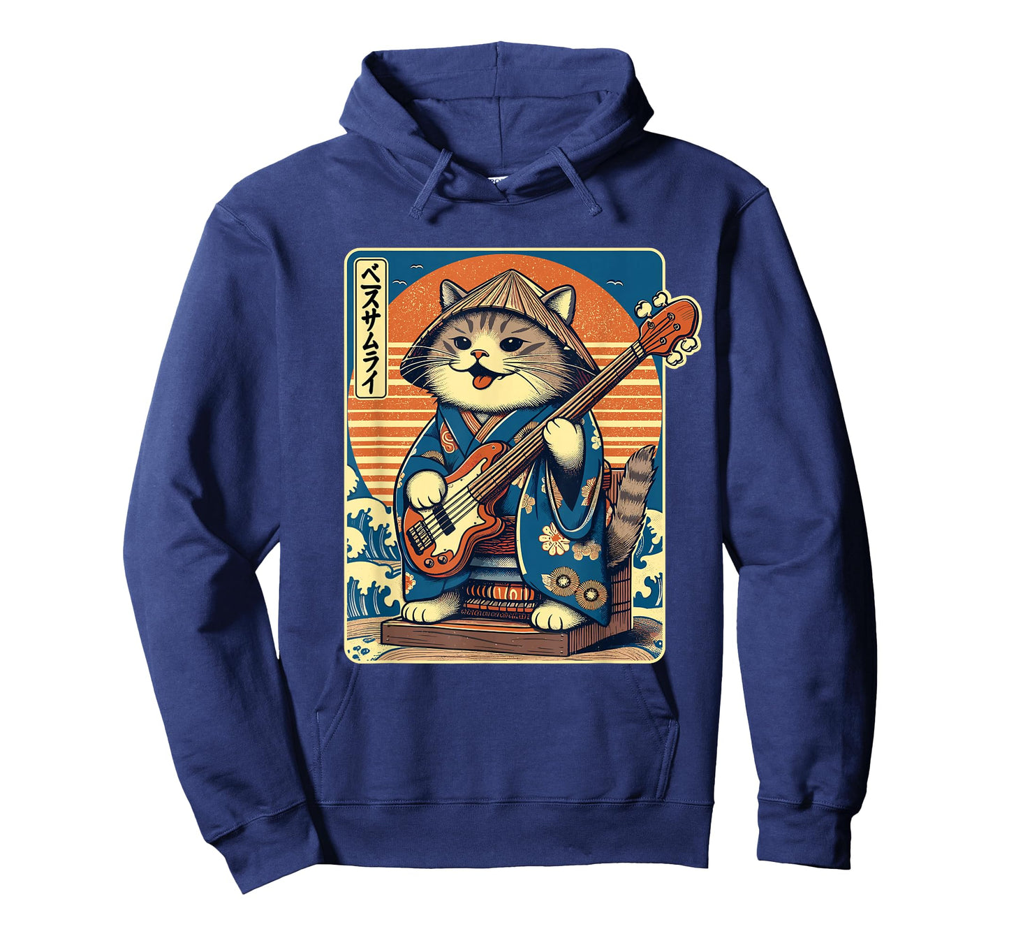 Japanese Samurai Cat Playing The Bass T-Shirt