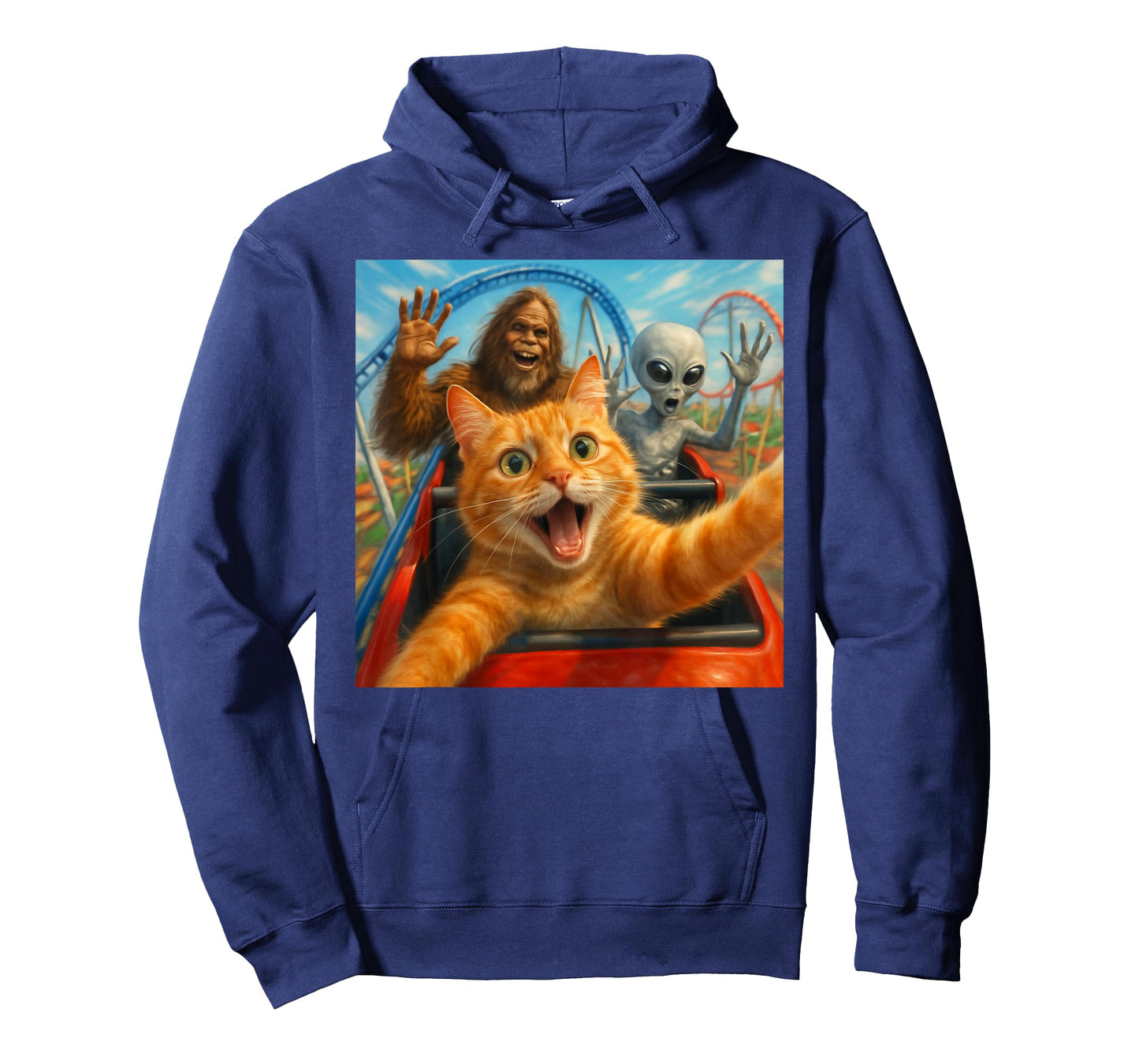 Funny Cat Selfie with Big Foot & Alien Roller Coaster Meme T-Shirt
