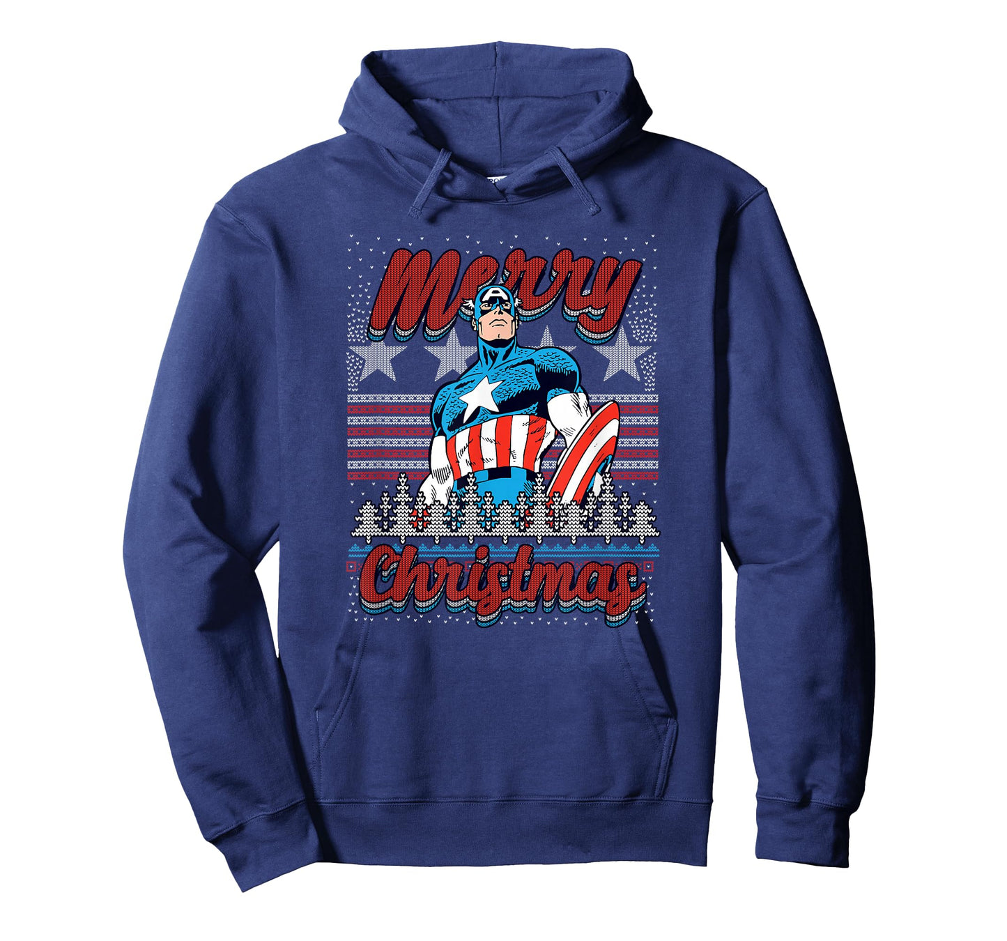 Marvel Christmas Captain America Ugly Sweater Pattern T-Shirt