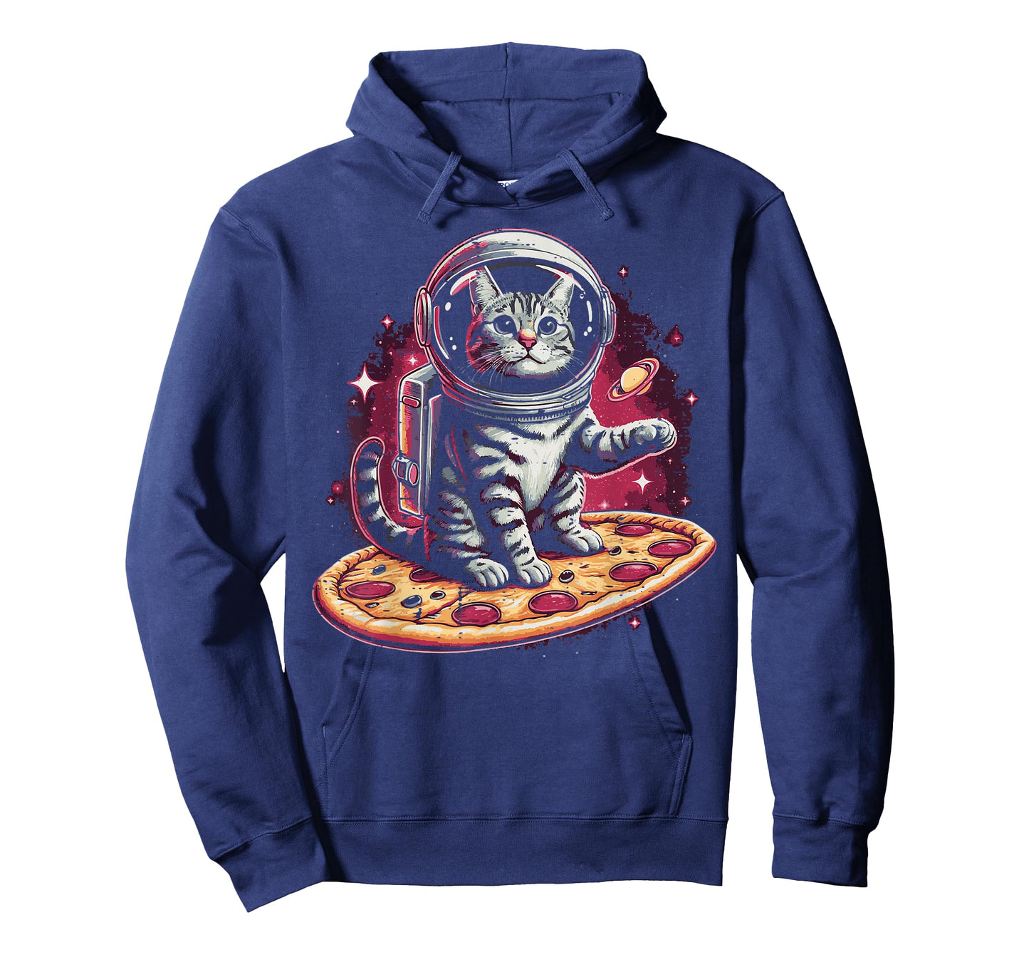 Astronaut Cat On Pizza Funny Kitten Food Pun Men Women Kids T-Shirt