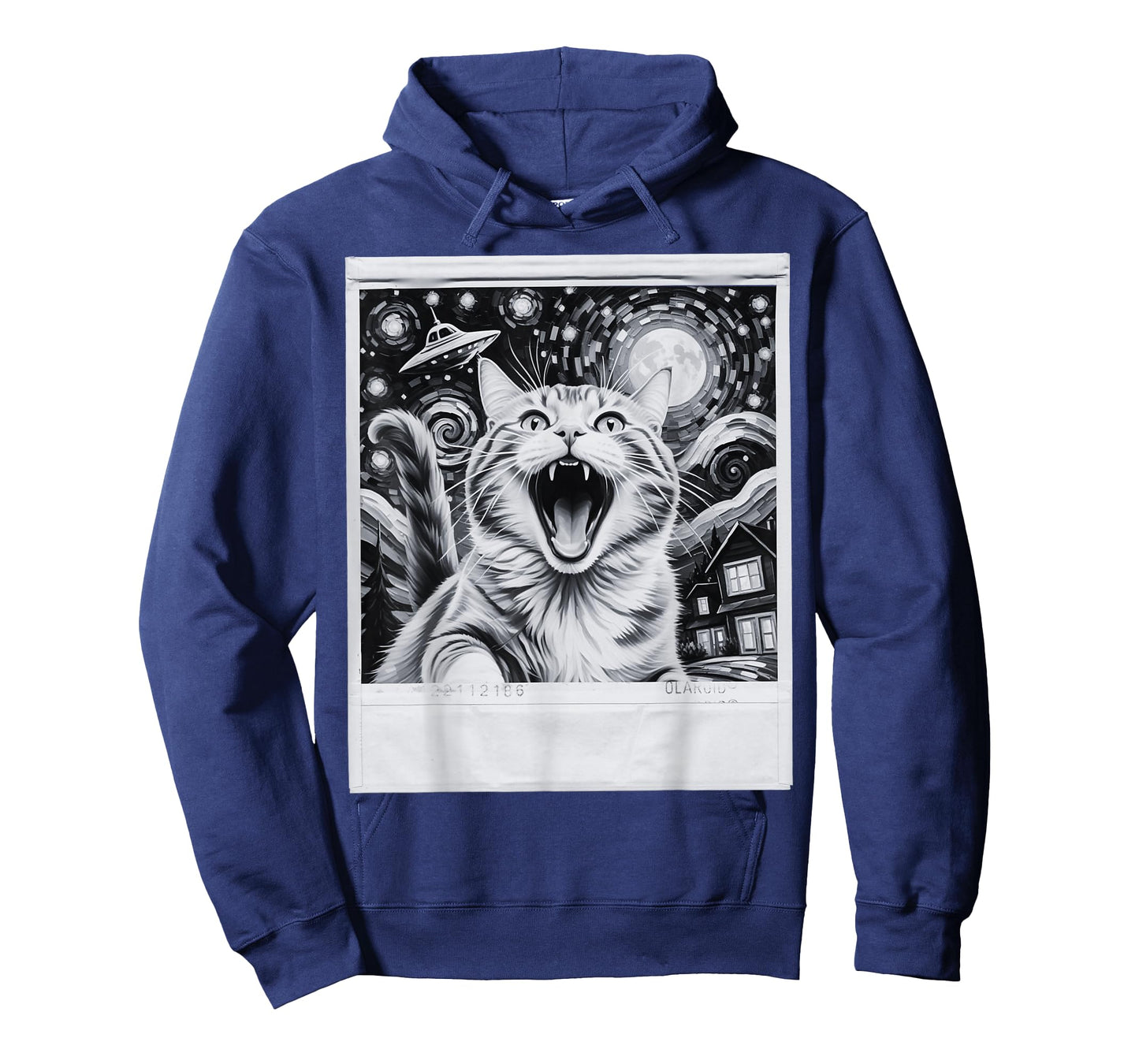 Starry Night Vintage Cat Polaroid Selfie UFO T-Shirt