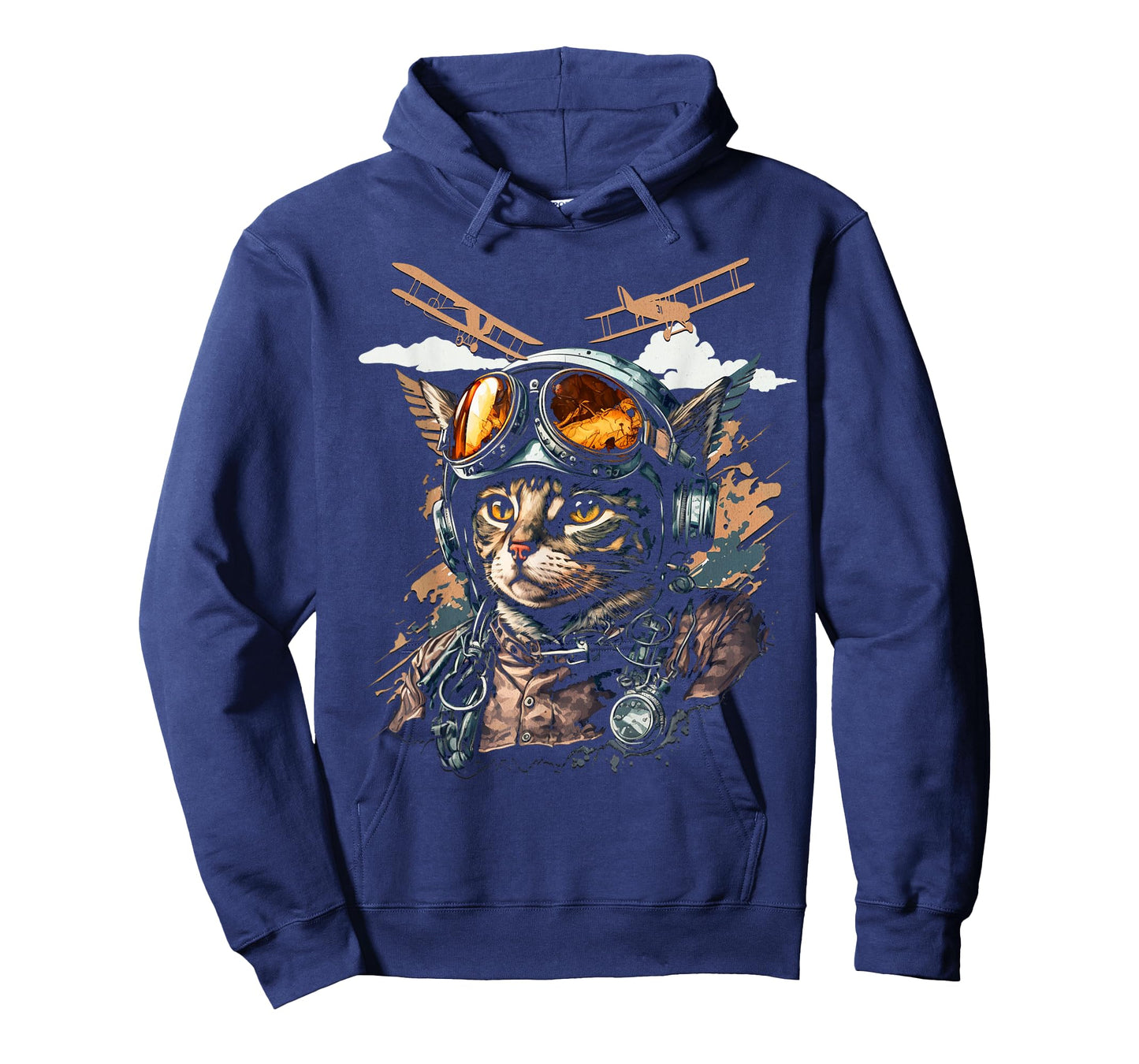 Funny Vintage Cat Airplane Pilot T-Shirt for Men Women Kids
