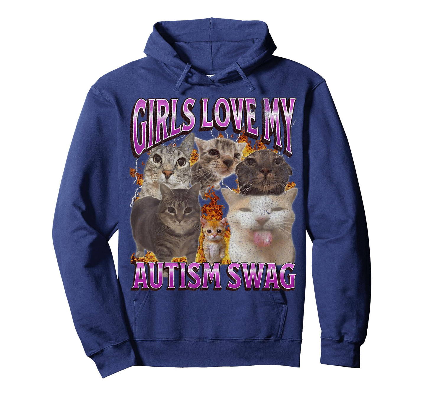 Girls Love My Autism Swag Funny Cat Meme Bootleg Graphic T-Shirt