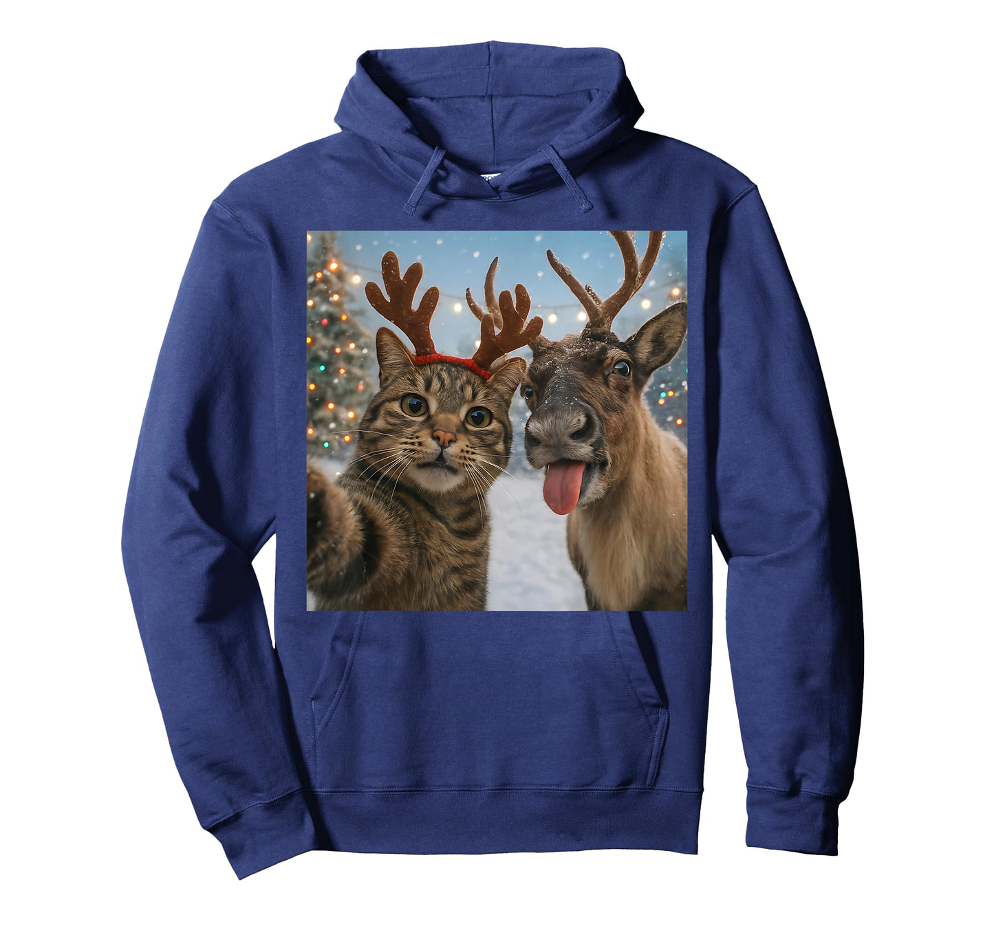 Funny Cat Selfie with Reindeer Christmas Holiday Meme T-Shirt