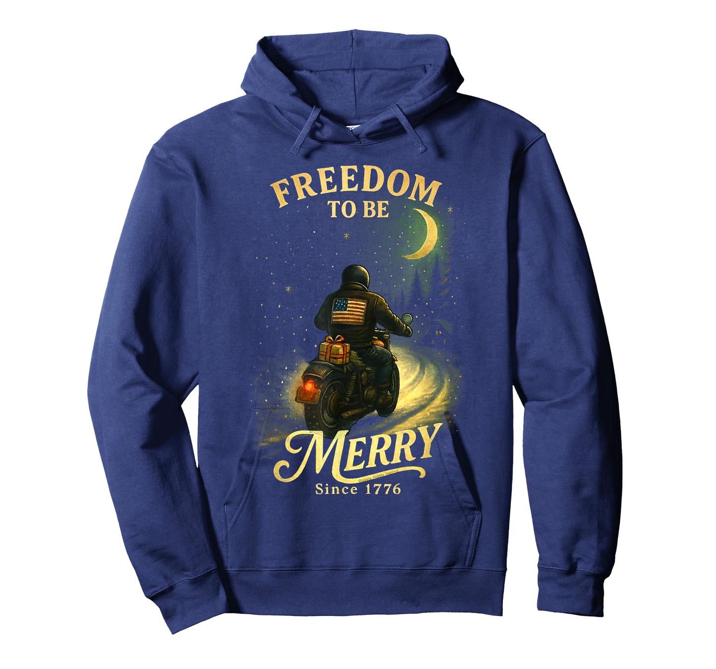 Vintage Patriotic USA Merry Christmas Motorcycle Rider T-Shirt