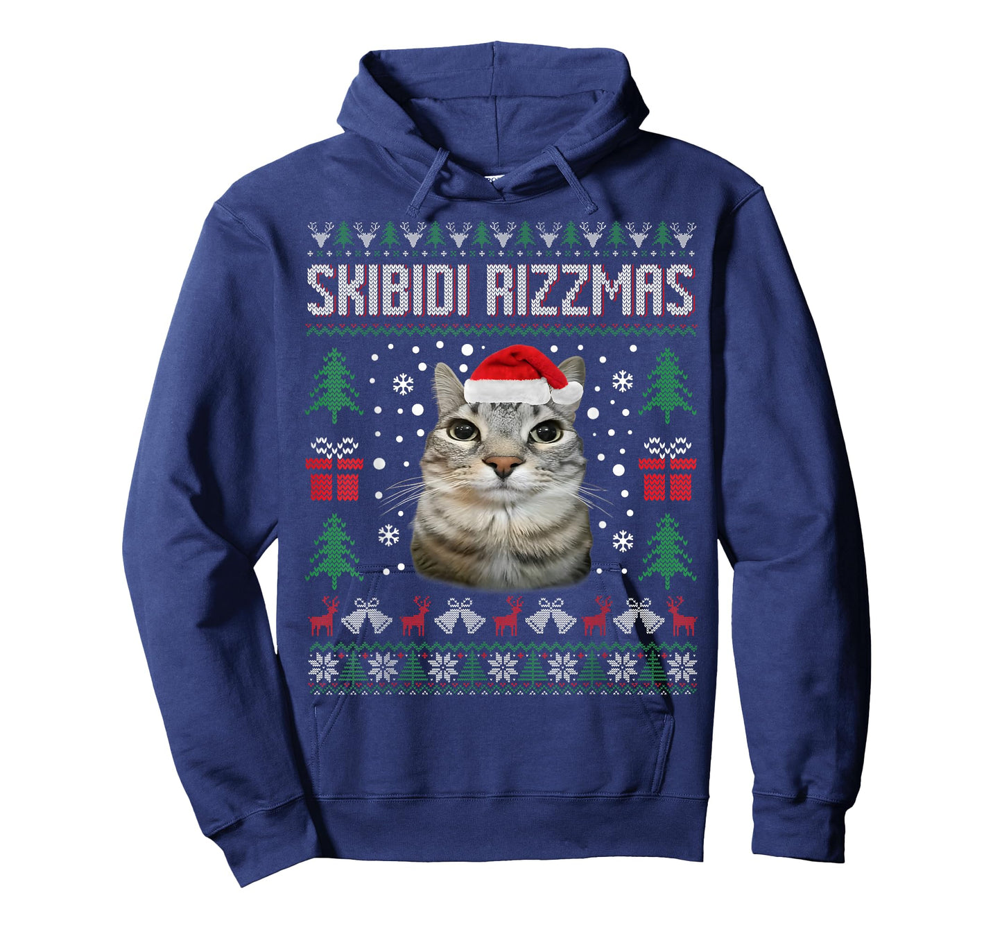 Skibidi Rizzmas Funny Silly Staring Cat Ugly Sweater Xmas T-Shirt