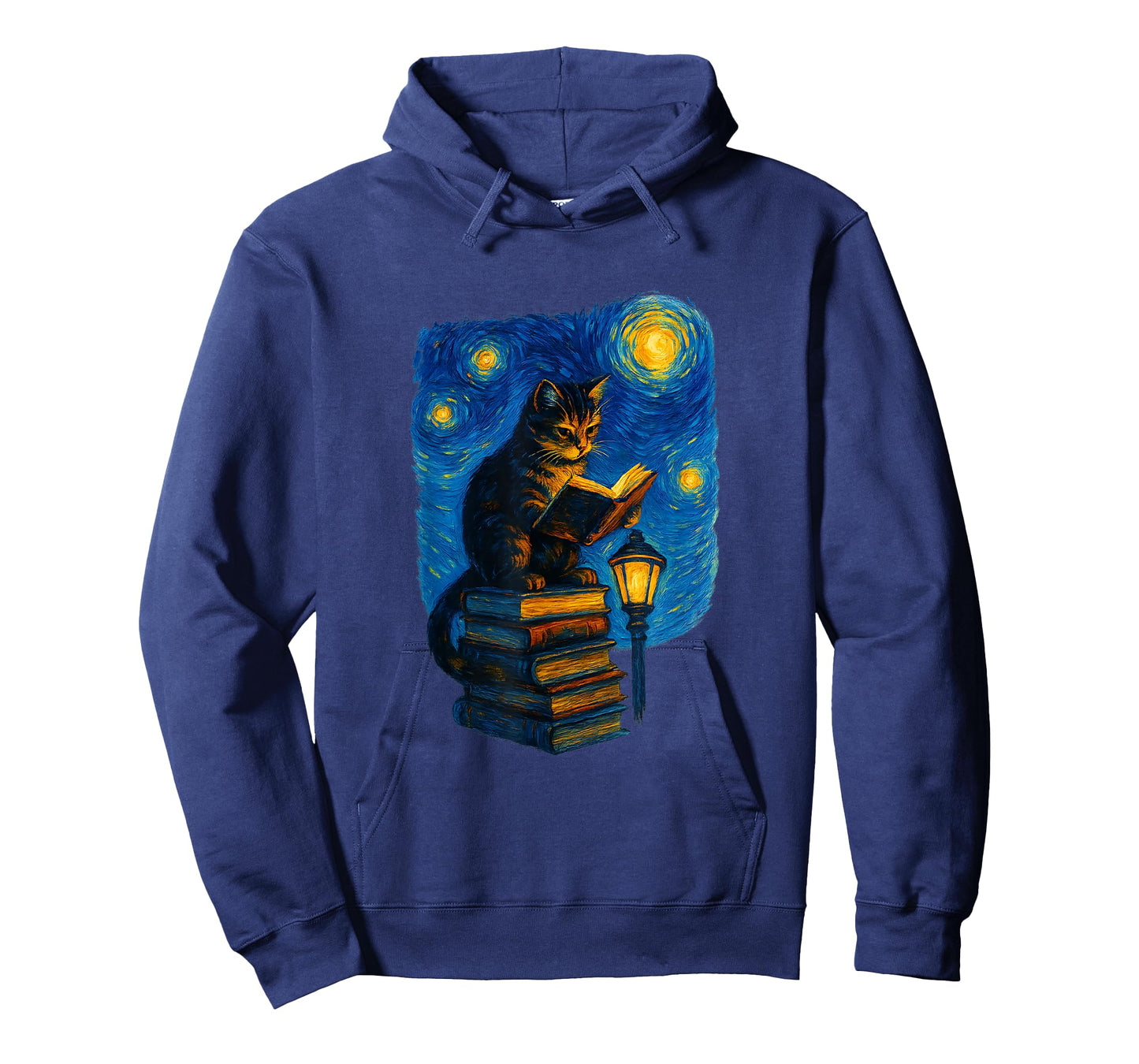 Cat Reading Books Starry Night for Cat Lover T-Shirt