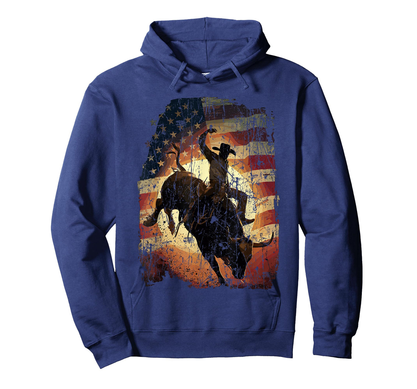 Rodeo Rider Bull Patriotic Cowboy USA Flag T-Shirt