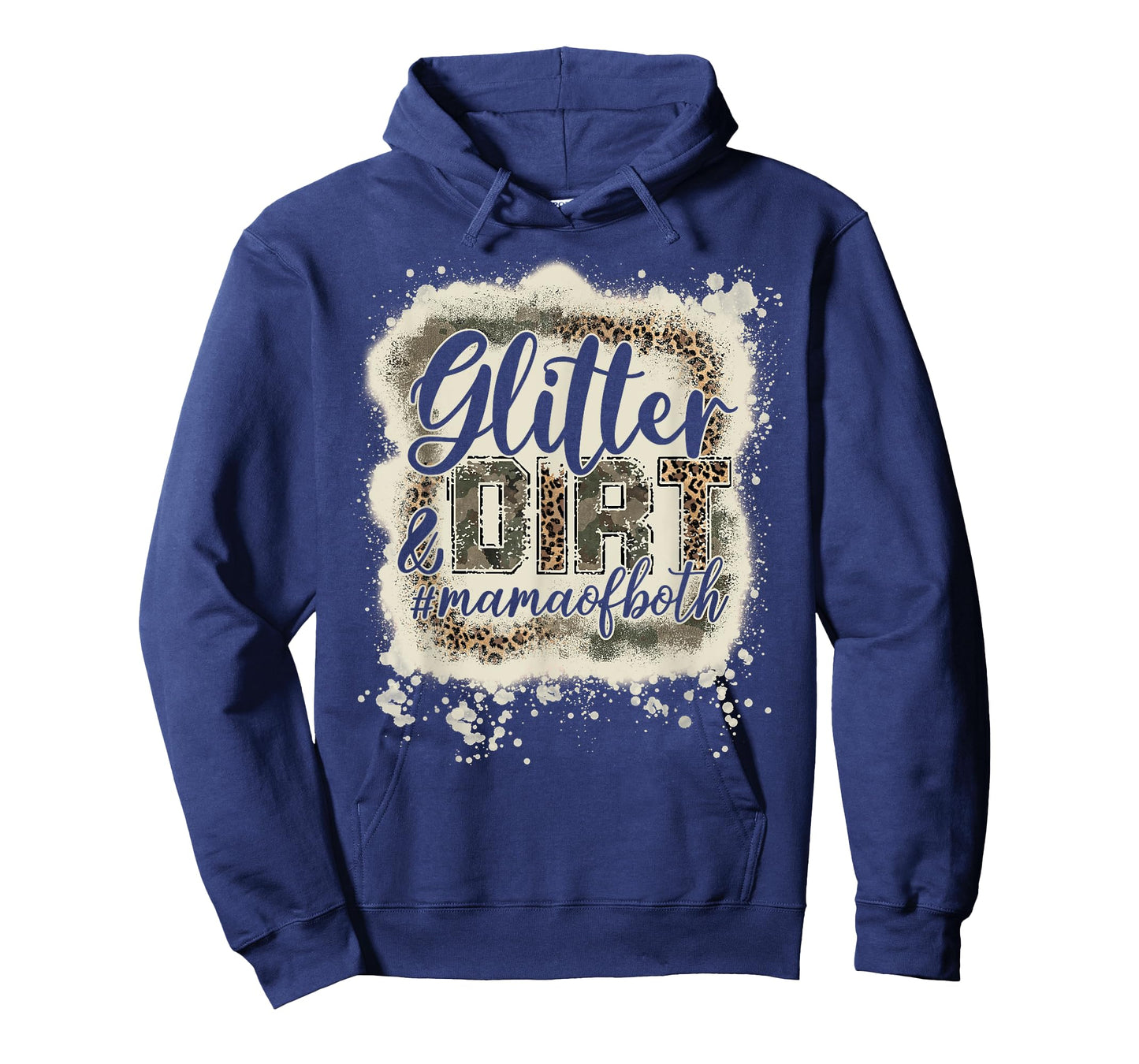 Glitter & Dirt Mama of Both Army Mom Leopard Camo Bleached T-Shirt