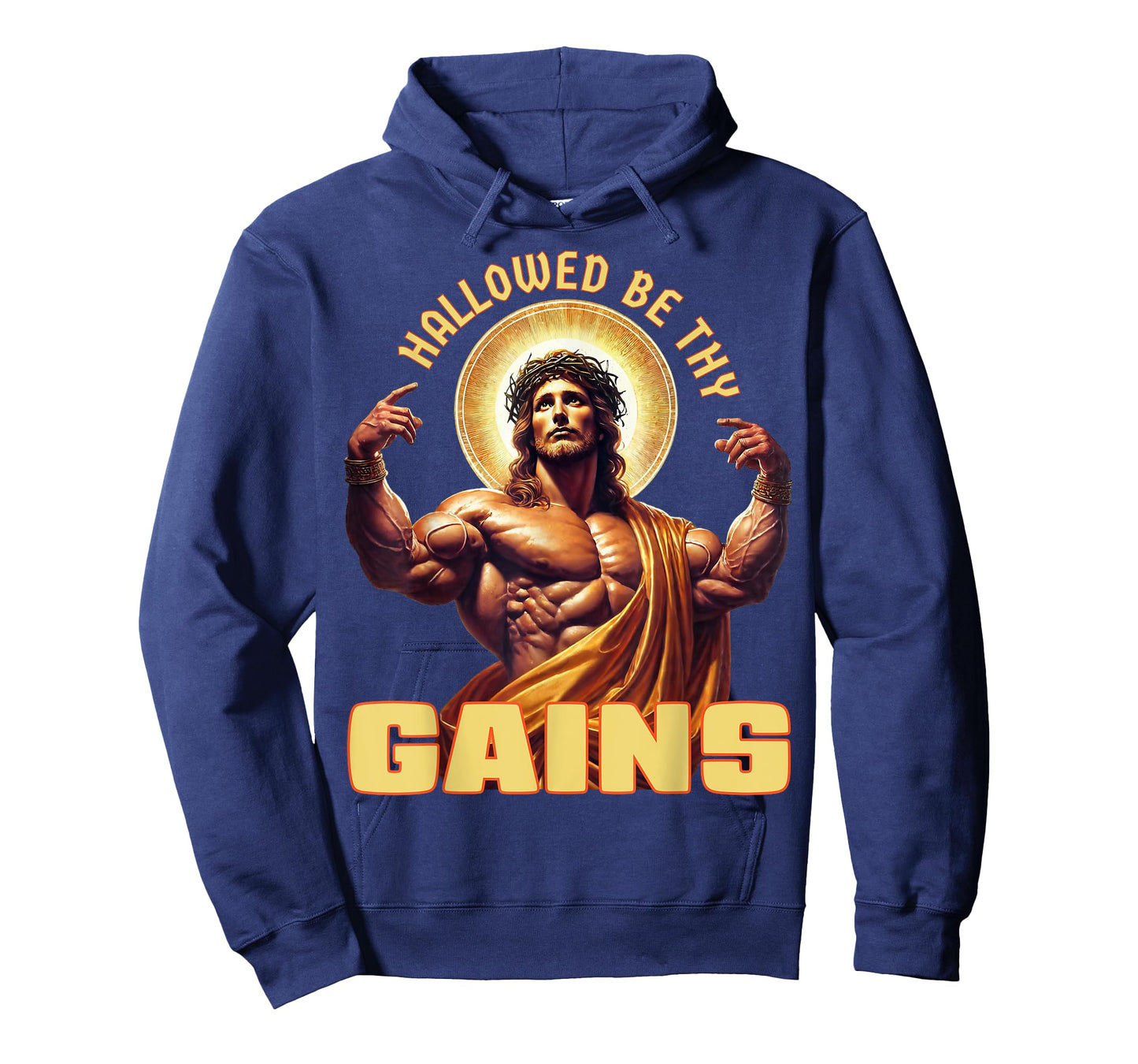 Hallowed Be Thy Gains Funny Gym Jesus Bodybuilding Fitness T-Shirt