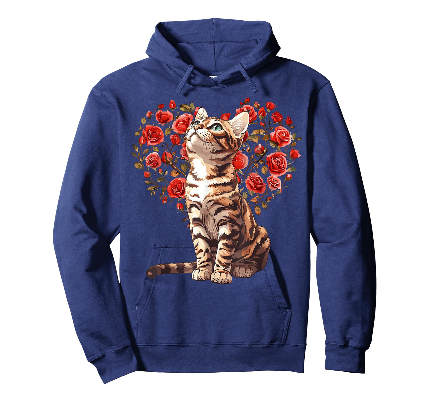 Bengal Cat Valentines Day Floral Heart Design for Cat Lovers T-Shirt