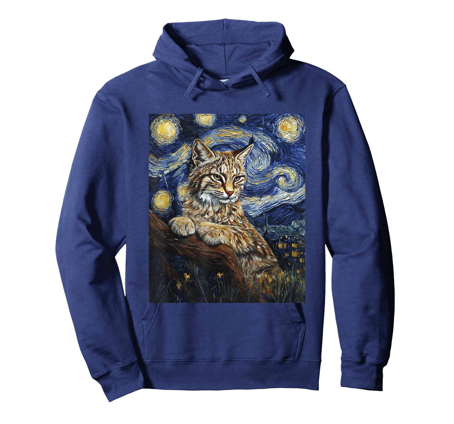 Cute Bobcat Graphic - Van Gogh Style - Starry Night T-Shirt