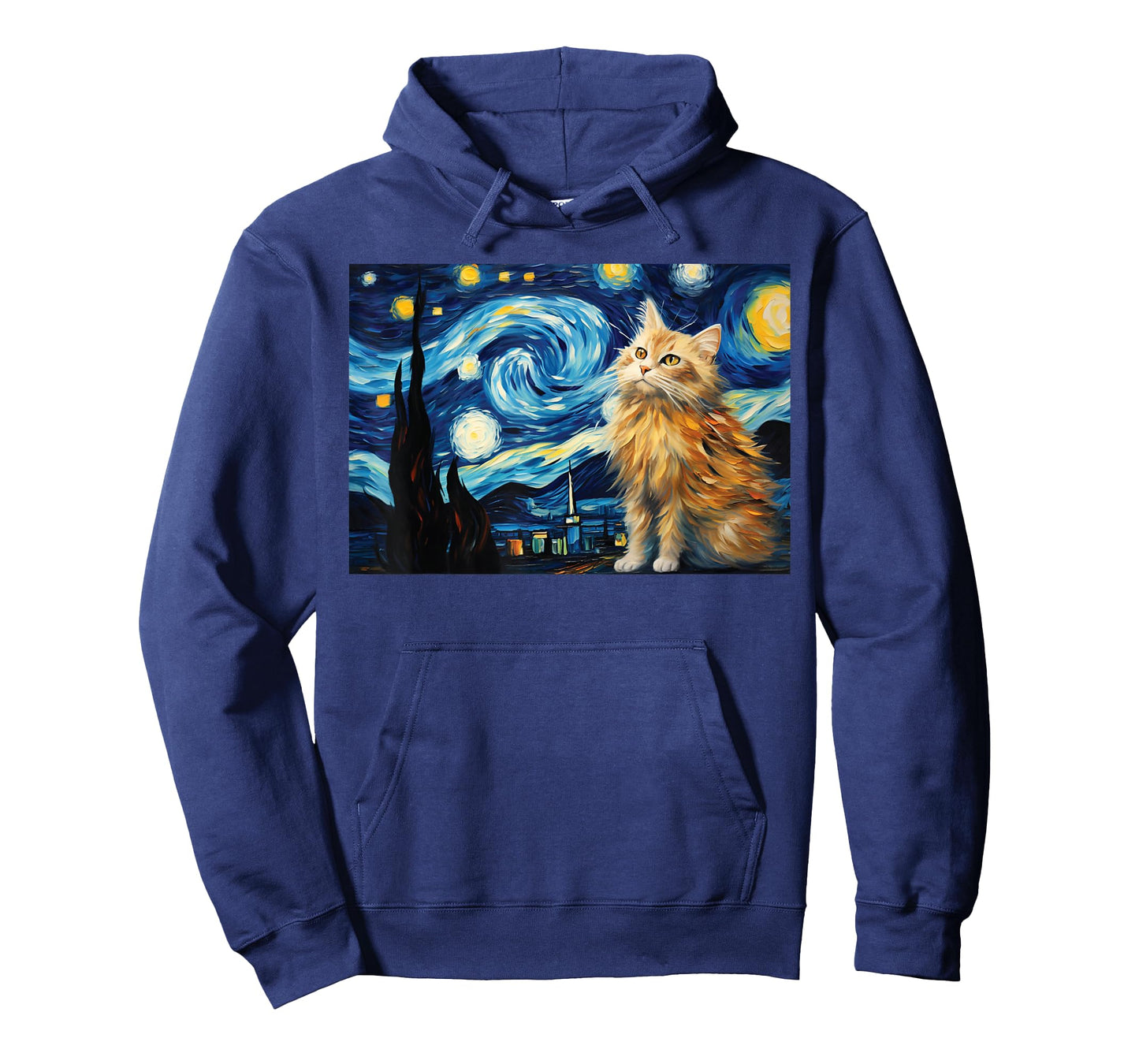 cute red cat Painting art Starry Night kitty kitten Van Gogh T-Shirt