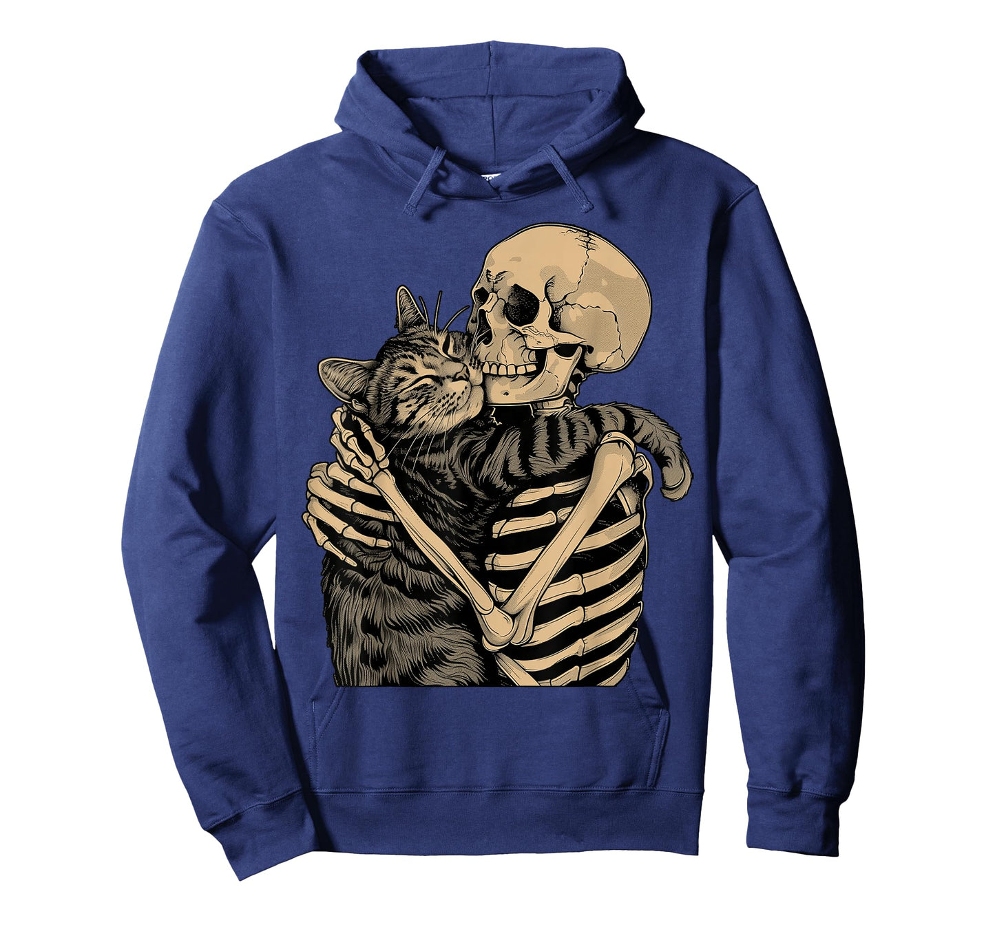 Skeleton Hugging Cat Halloween Cat Lover Cat Mom Dad T-Shirt