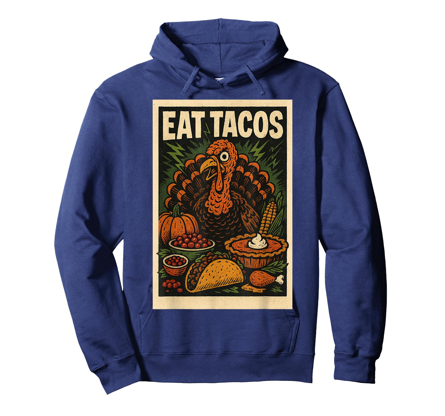 Funny Thanksgiving Shirt Eat Tacos Turkey Retro Horror Comic T-Shirt