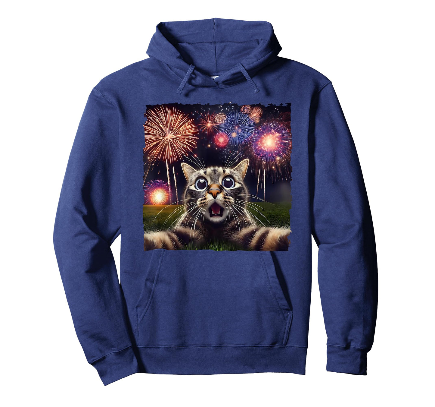Cat Selfie with Fireworks Fourth of July 4th Fireworks T-Shirt for Men Women Kids