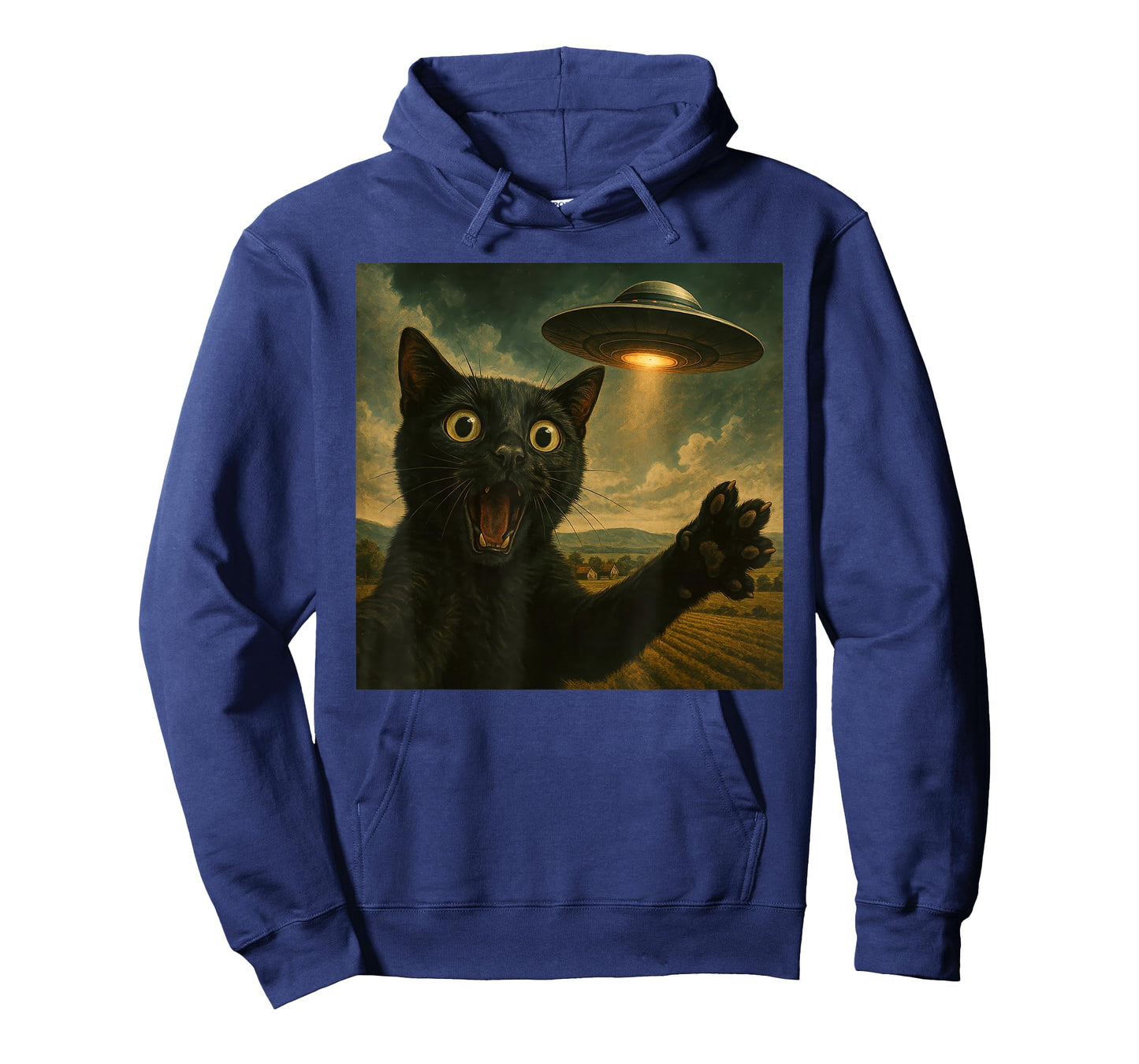Black Cat Selfie With Alien UFO Funny Cat T-Shirt