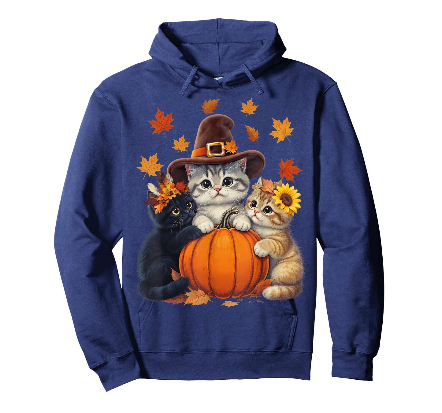 Thanksgiving Kittens and Pumpkin Cats Lover Men Women Fall T-Shirt