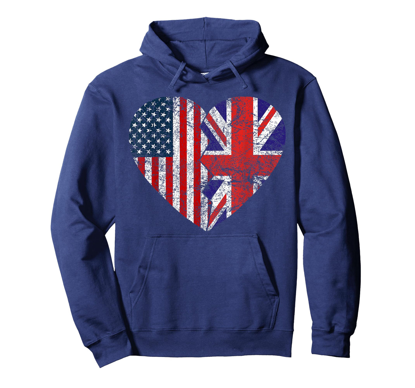 British American Flags Heart | United States UK Roots T-Shirt