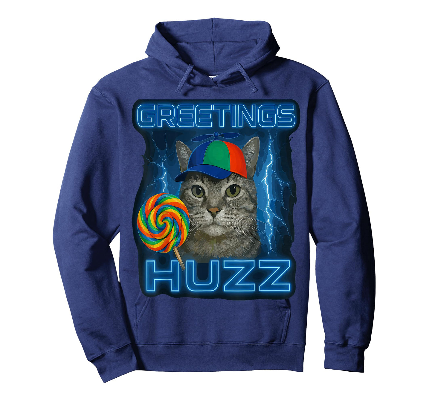 Greetings Huzz Shirt, Funny Silly Cat Lollipop T-Shirt