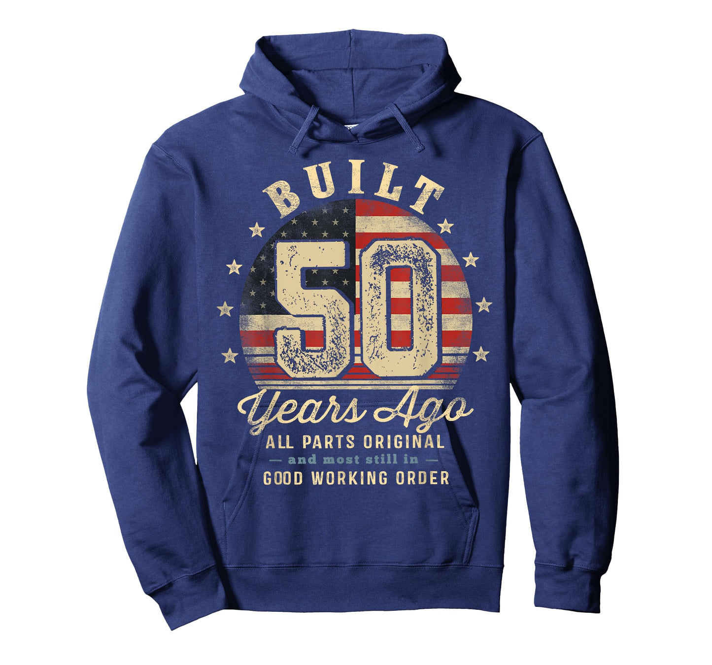 Built 50 Years Ago Funny 50th Birthday USA Flag T-Shirt