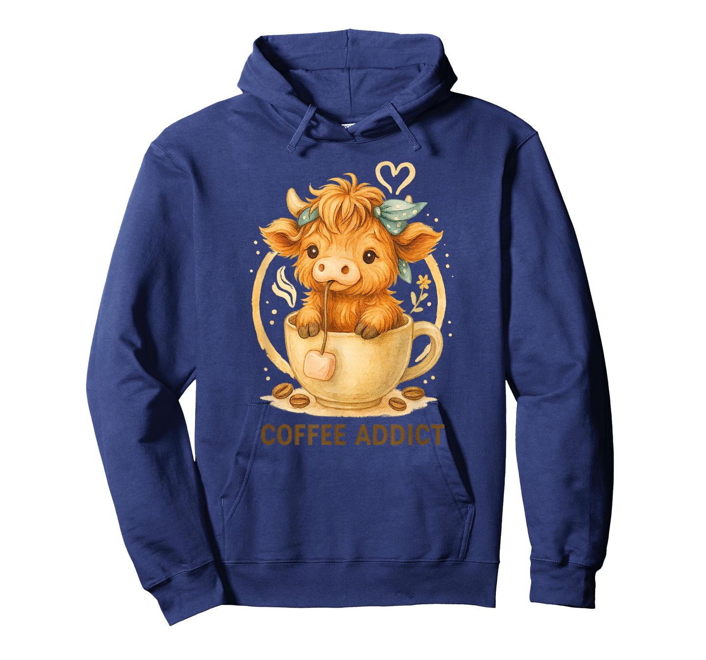 Coffee Addict Cute Highland Cow in Mug T-Shirt