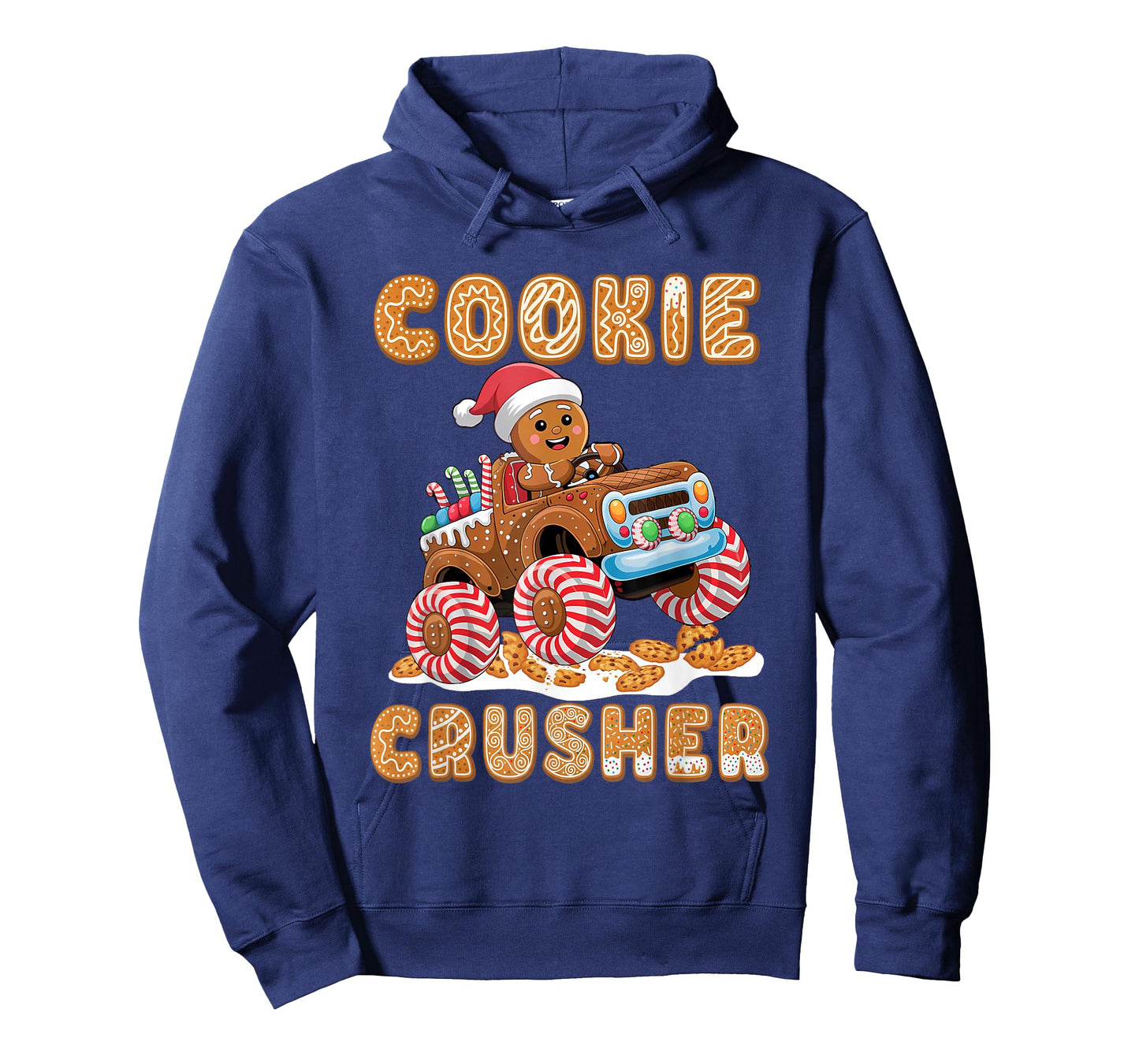Christmas Gingerbread Pajamas Cookie Crusher Monster Truck T-Shirt