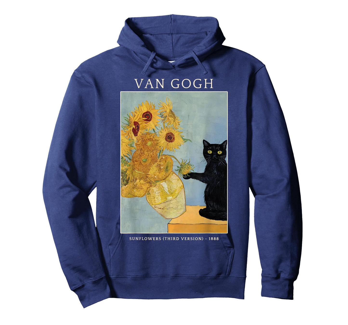 Funny Cat & Sunflowers Van Gogh Art Parody Vintage T-Shirt