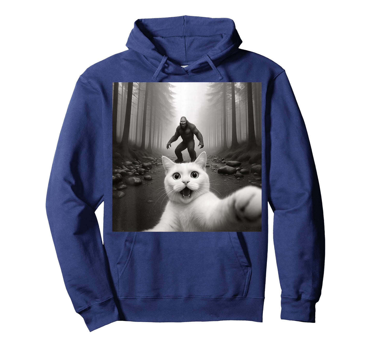 Cat Selfie With Bigfoot Funny Cats Gifts Men Women Boy Girl T-Shirt