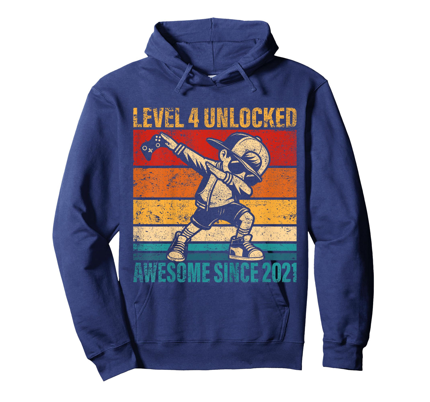 Kids 4 Years Old Birthday Gamer Dabbing Boy 4th Level Unlocked T-Shirt