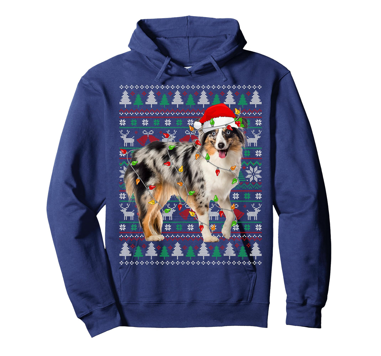 Australian Shepherd Dog Christmas Ugly Sweater Santa Xmas T-Shirt