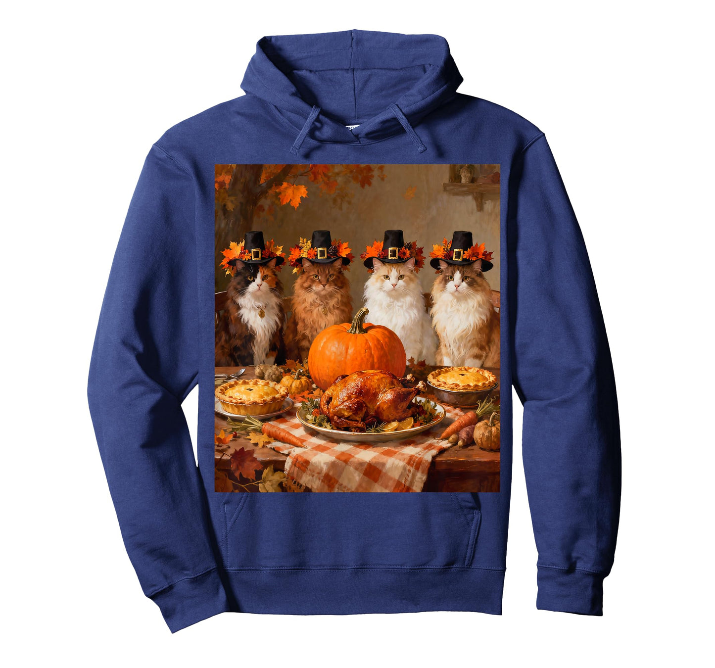 Thanksgiving Cats Dinner Feast Vintage Fall Men Women Kids T-Shirt