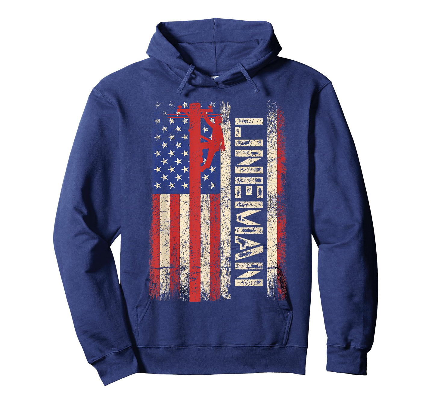 Lineman US American Flag Shirt Patriotic Electrician Men Dad T-Shirt