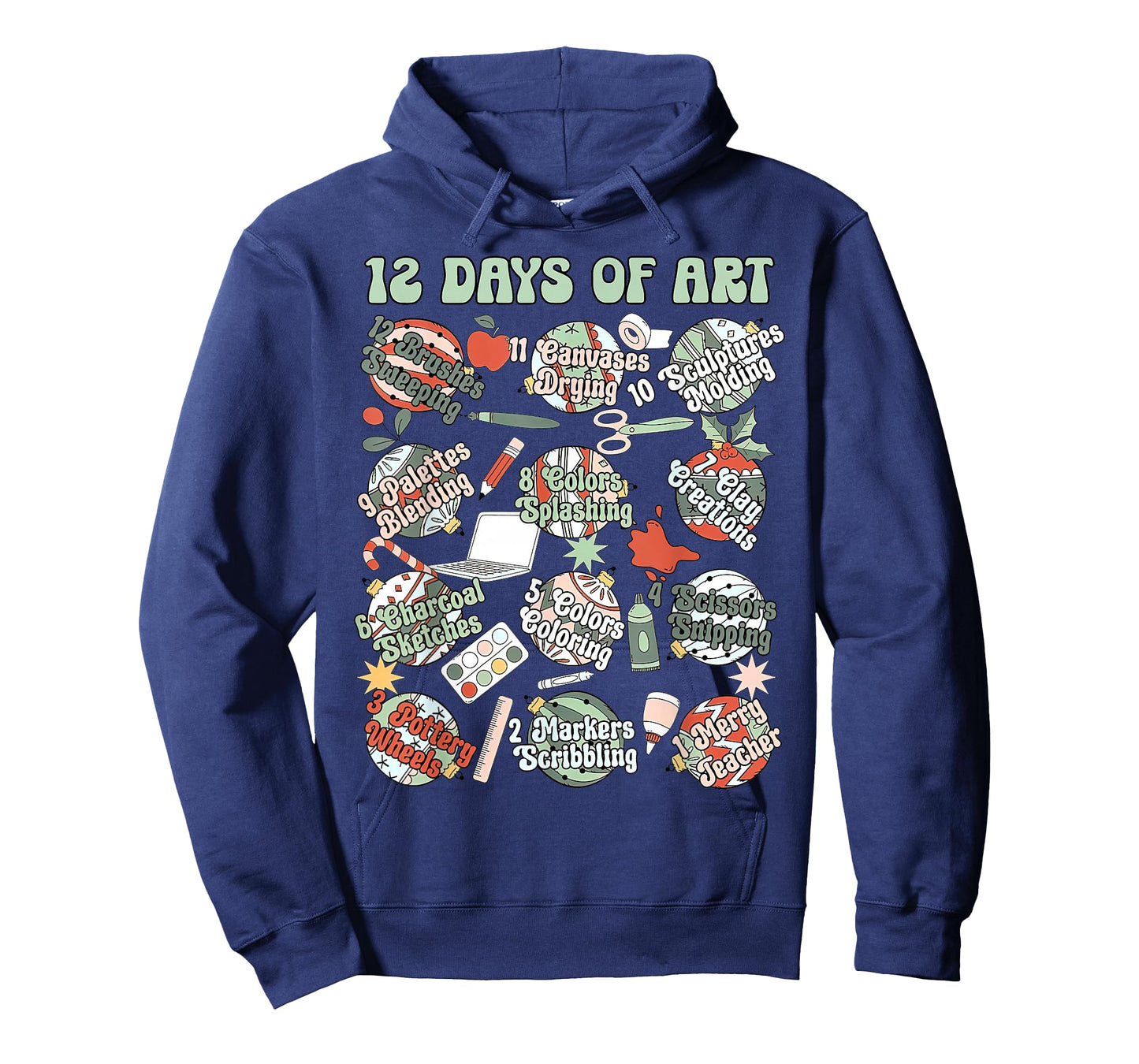 12 Days of Art Teacher Christmas Artists Painter Educational T-Shirt