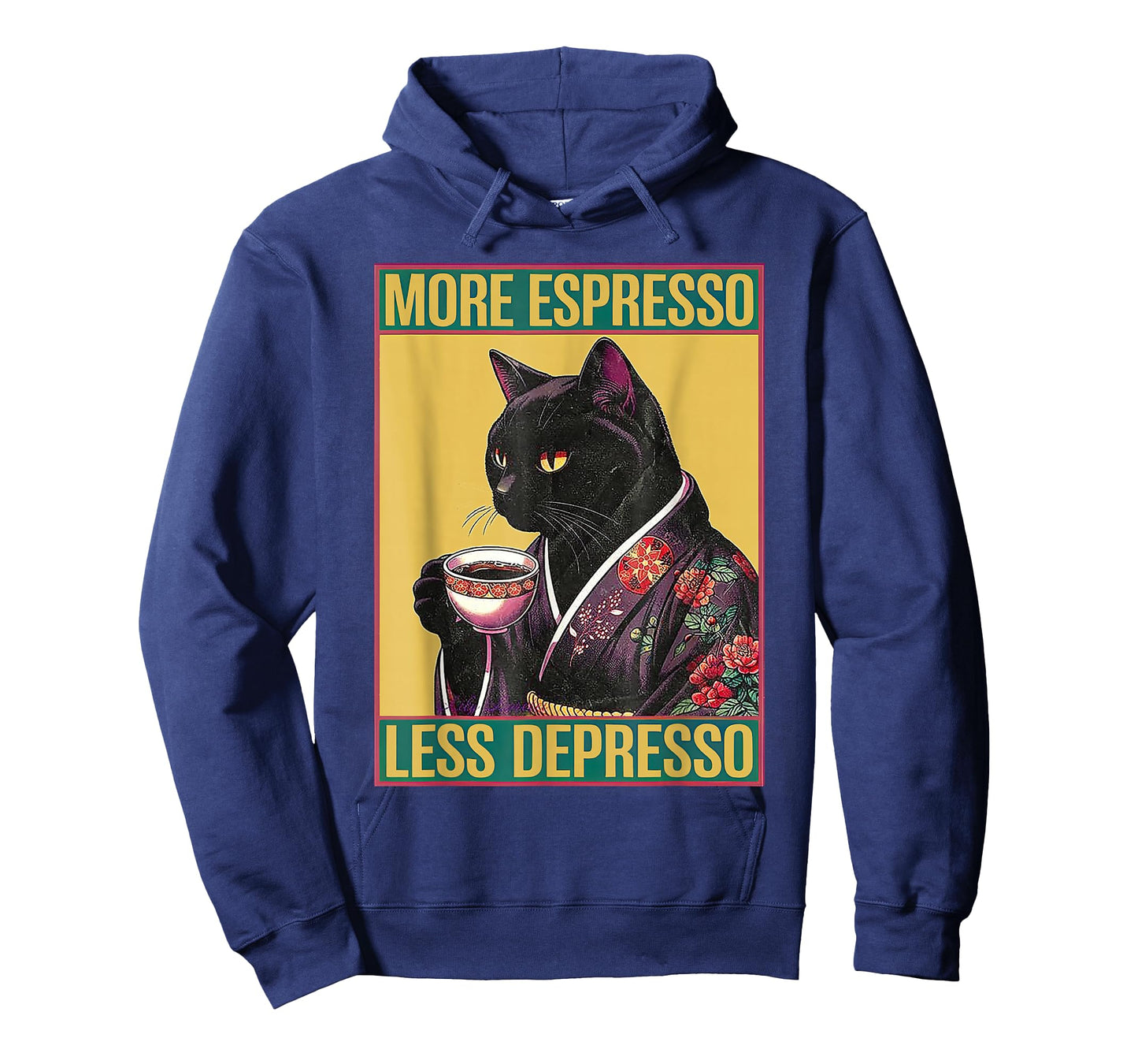 More Espresso Less Depresso Kimono cat Japanese Art T-Shirt
