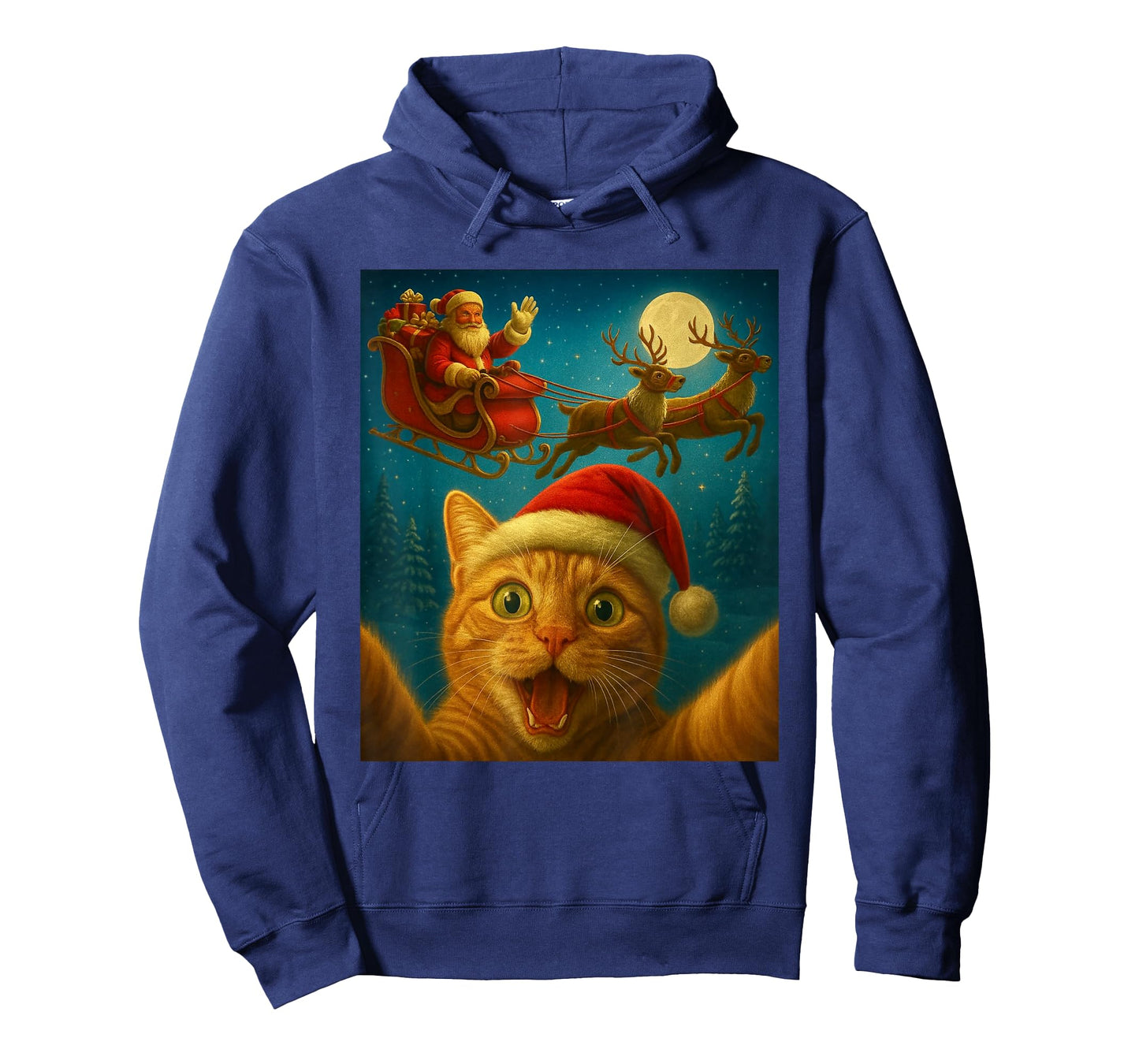 Christmas Cat Selfie with Santa Claus Funny Cat Graphic Xmas T-Shirt