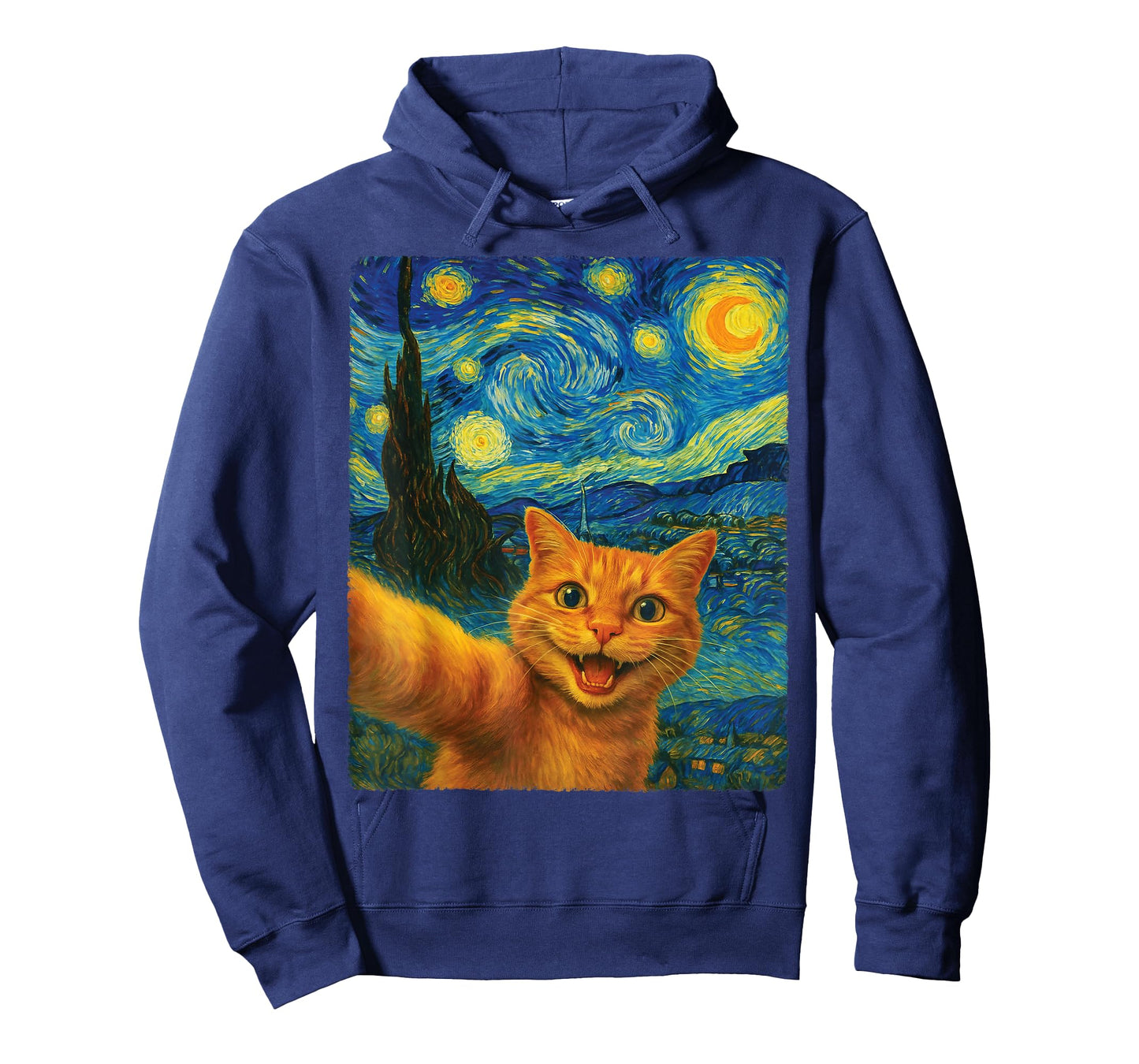 Orange Cat Starry Night Van Gogh Selfie Cat Mom Cat Lover's T-Shirt