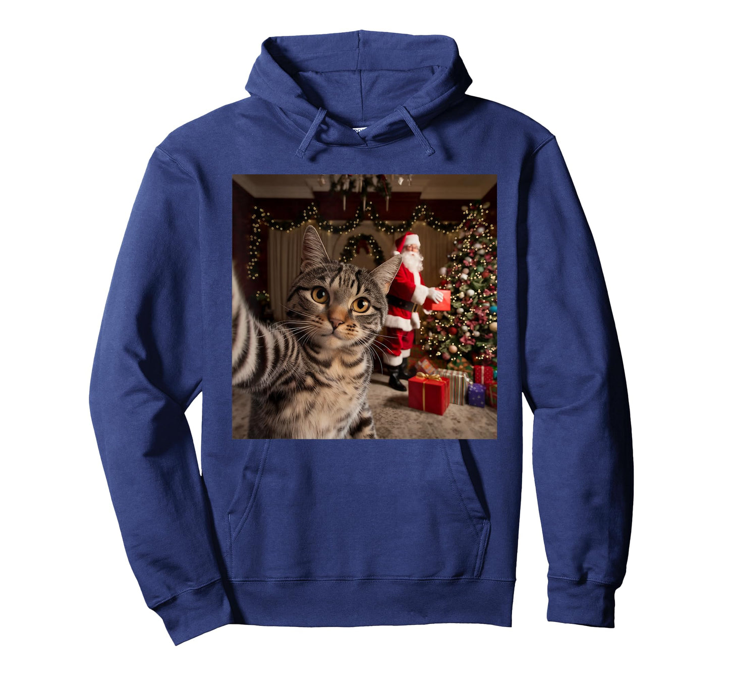 Christmas Cat Selfie with Santa Claus Cute Holiday Photo T-Shirt